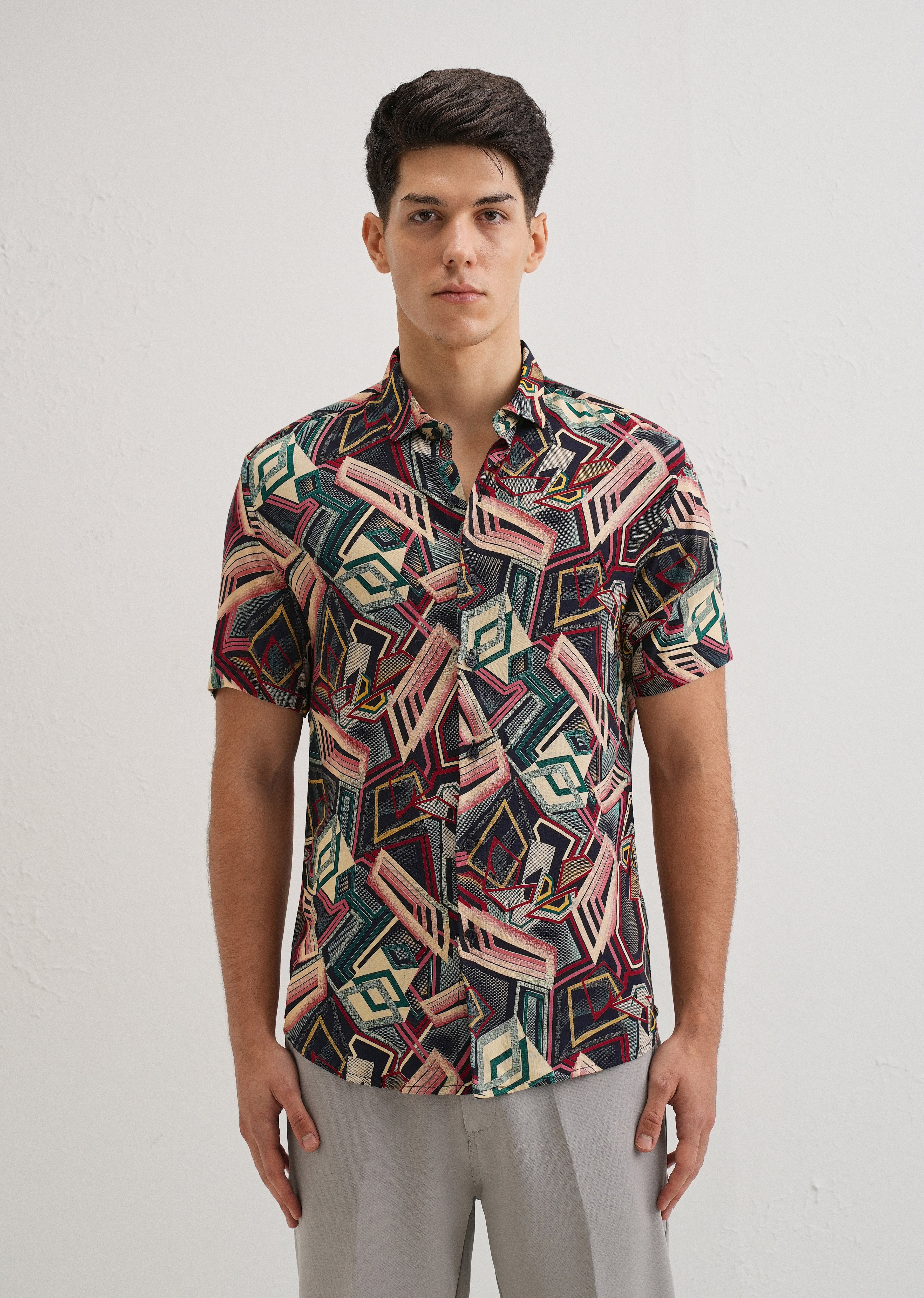 Geometric Red Feather shirt - Image 3