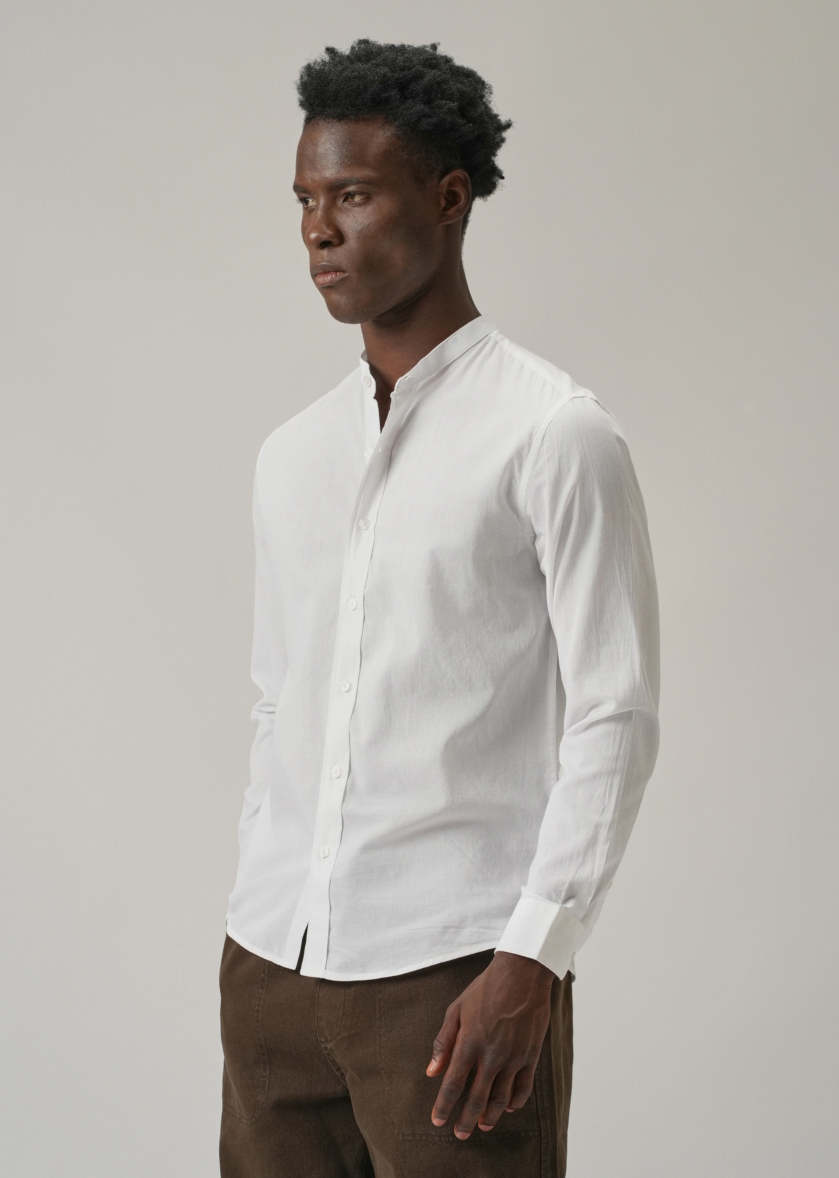 Glaze White Plain Cotton Shirt - Image 4
