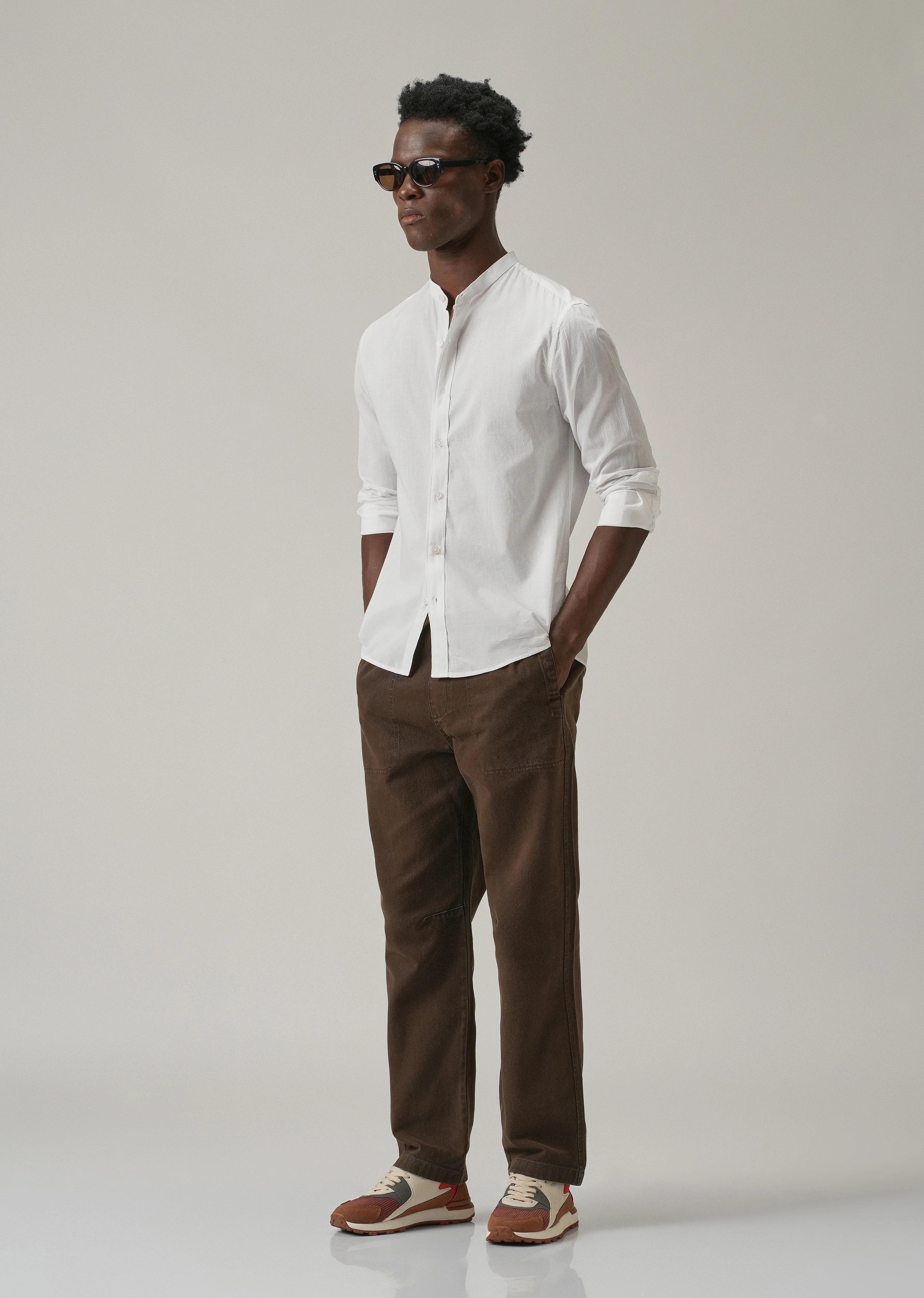 Glaze White Plain Cotton Shirt - Image 6