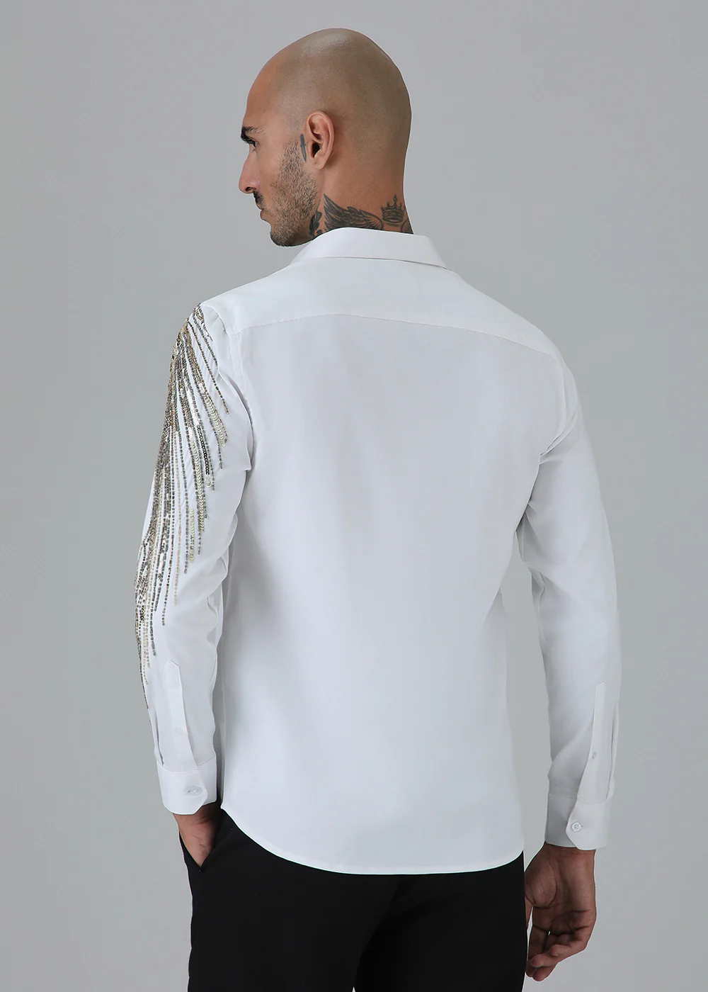 Gold Eagle White Embellished Designer Shirt - Image 4
