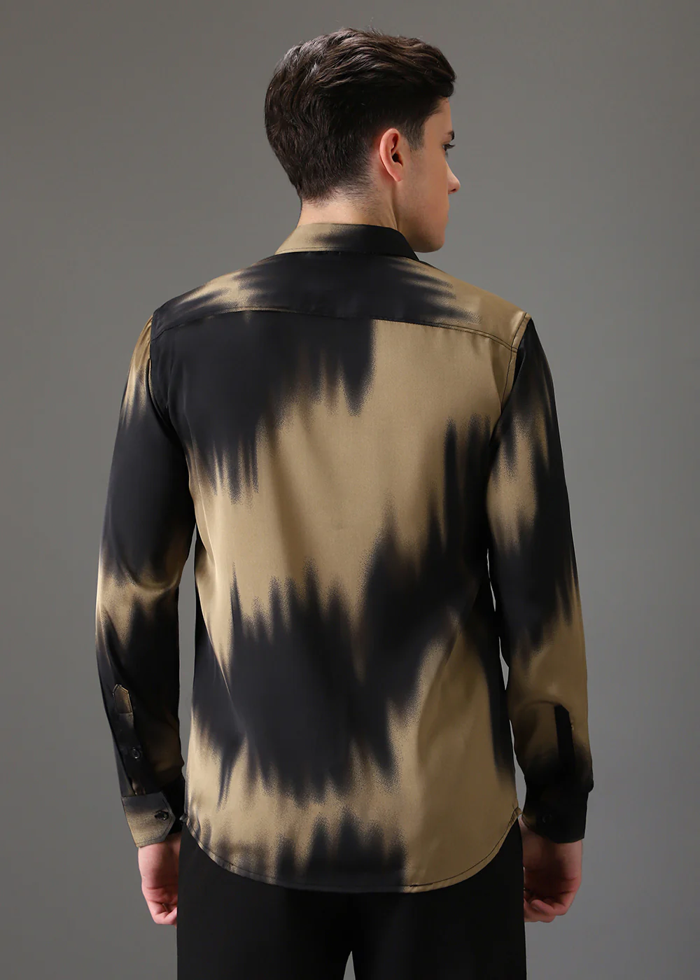 Golden Black Abstract Printed Shirt - Image 4