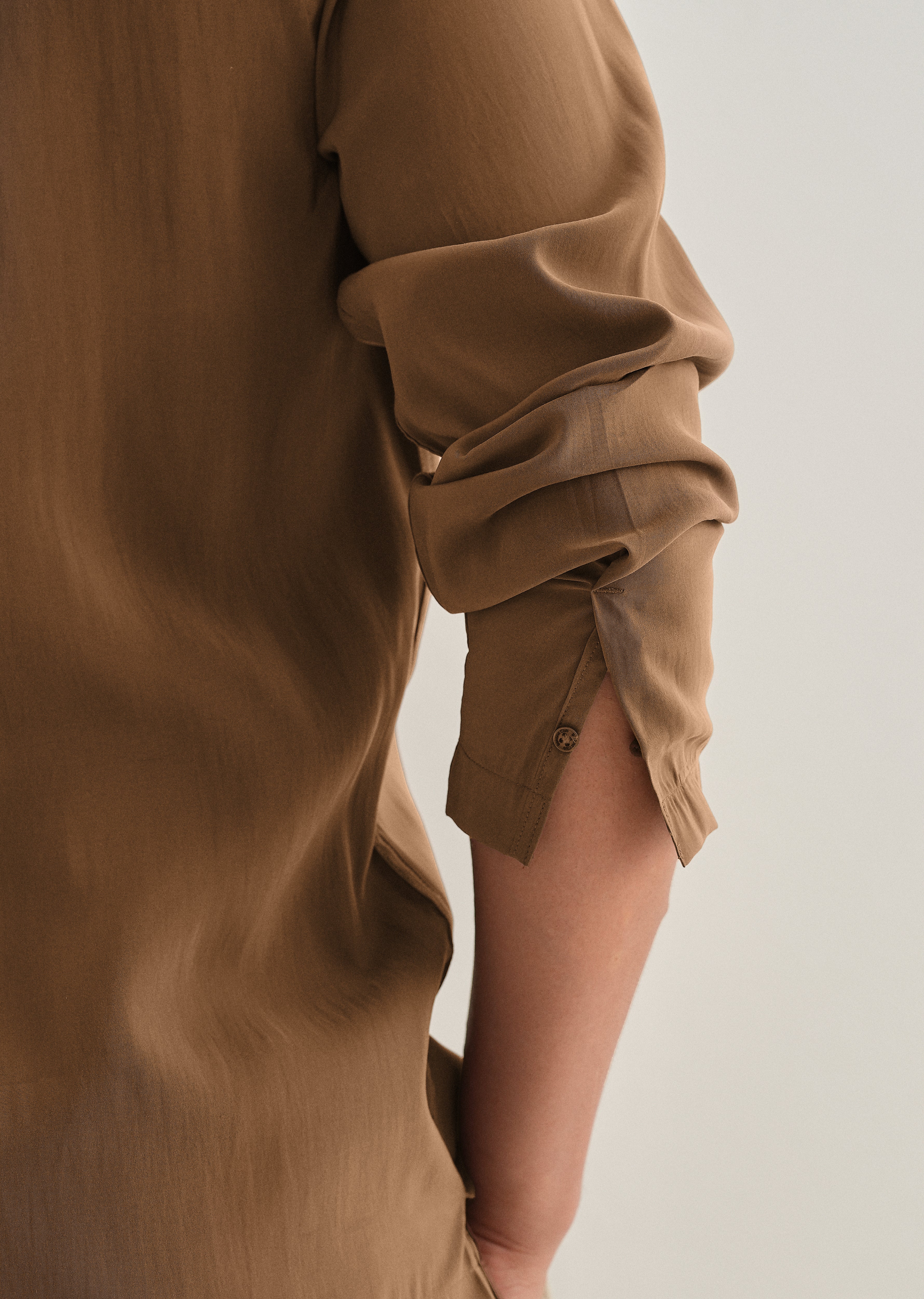 Golden Brown Loop Button-Down Plain Shirt - Image 2