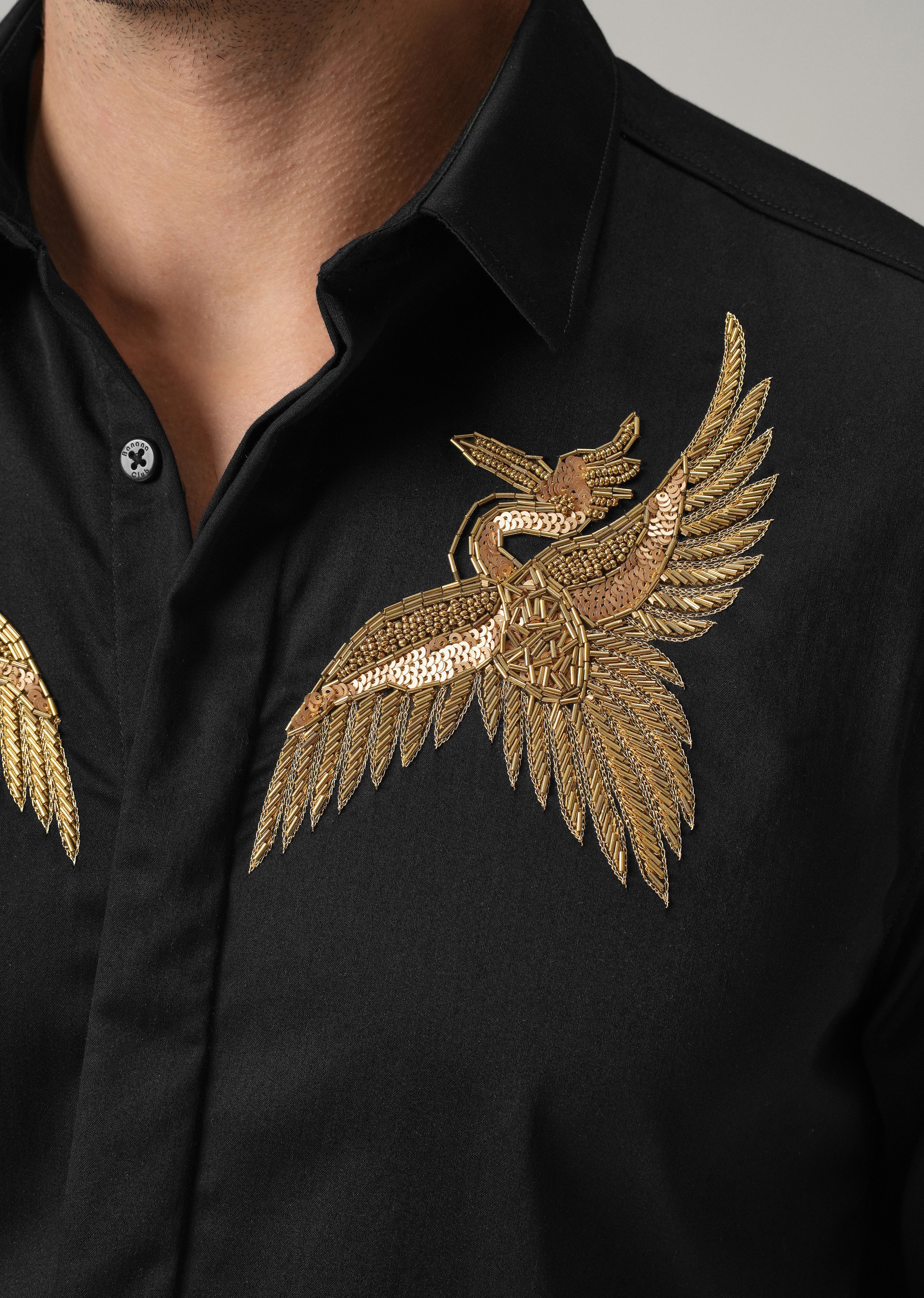 Golden Wing Handwork Black Designer Shirt - Image 5