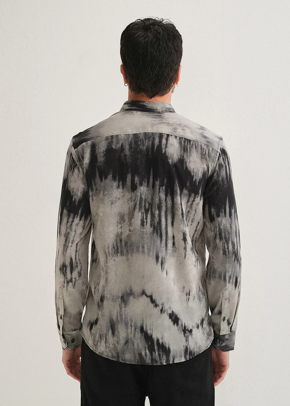 Gradient Grey Abstract Printed Shirt - Image 2