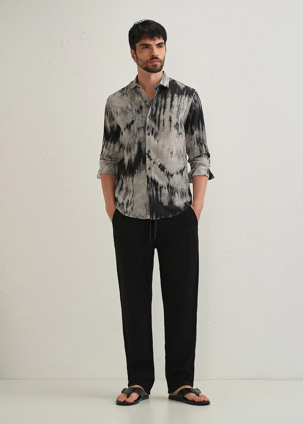 Gradient Grey Abstract Printed Shirt - Image 6