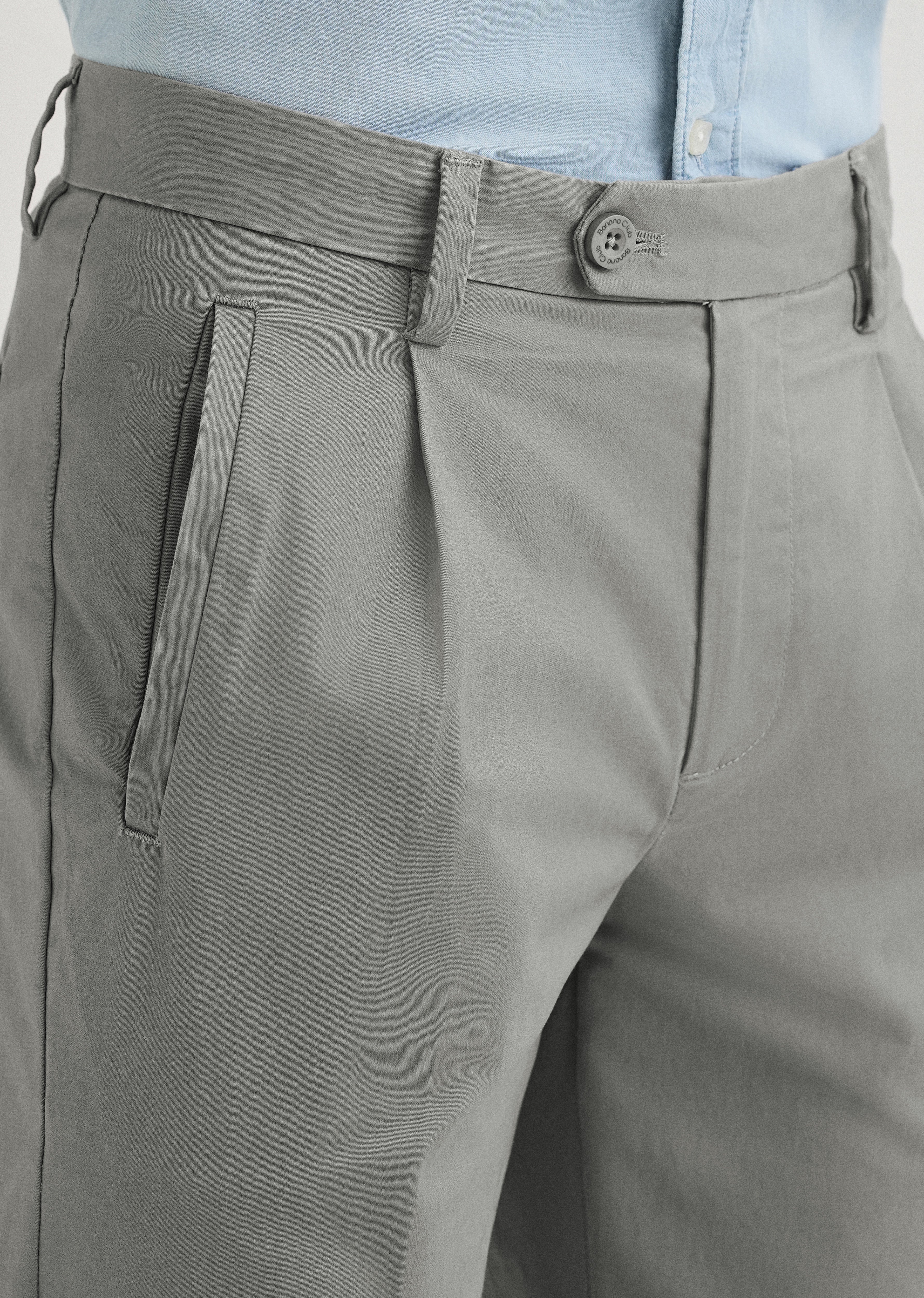 Graphite Grey Plain Pleated Chinos - Image 5