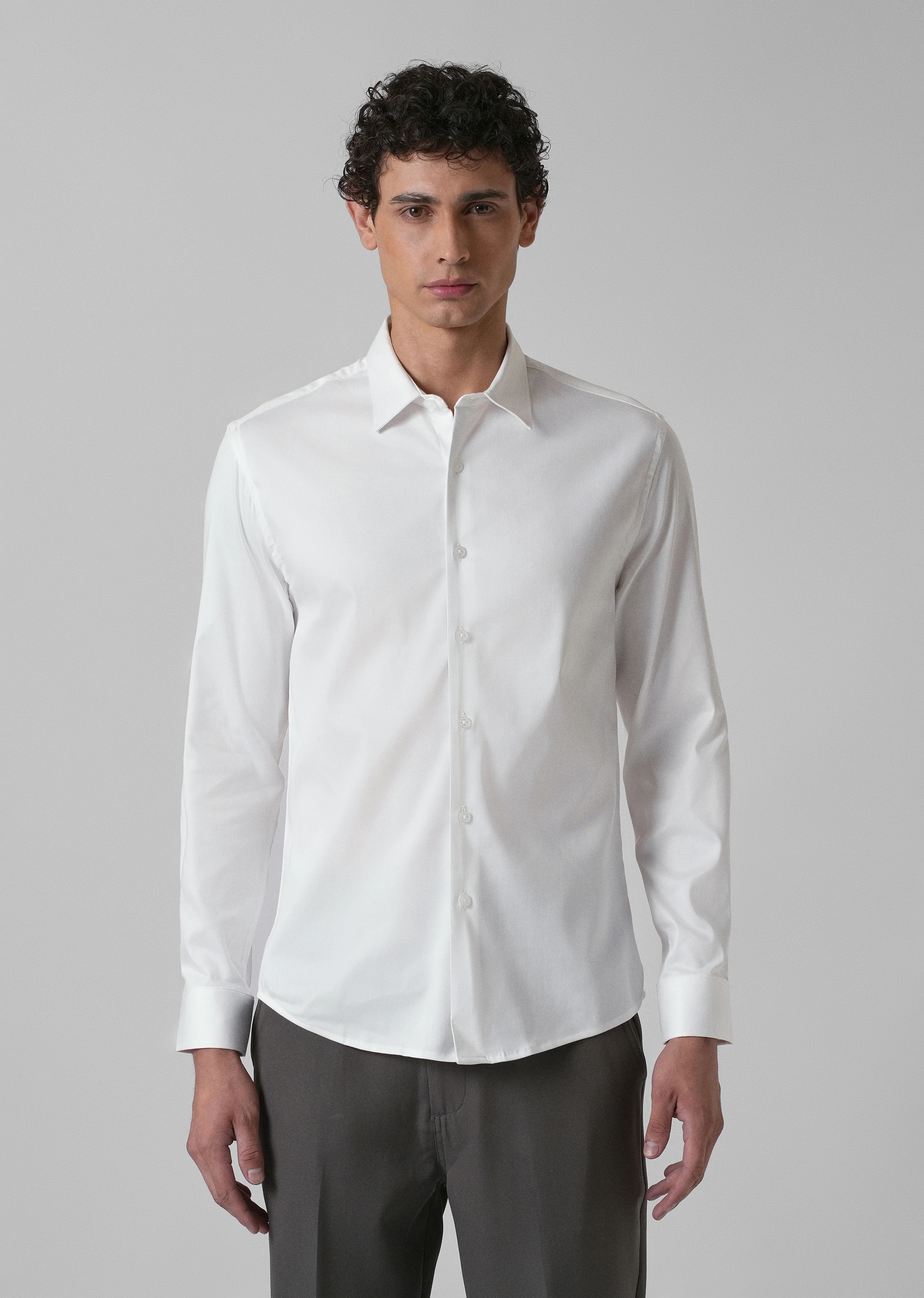 Greek White Plain Satin Shirt - Image 3