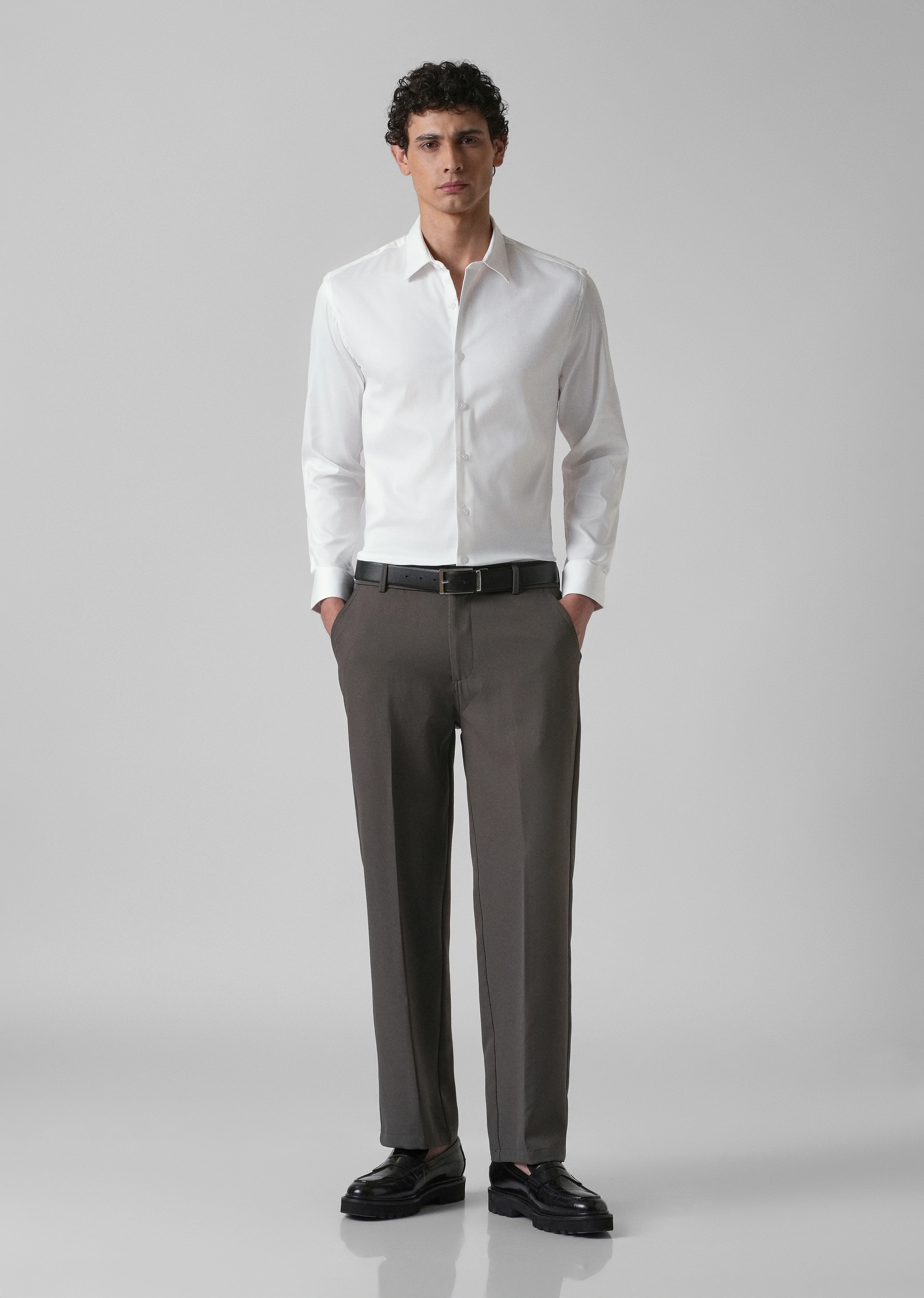 Greek White Plain Satin Shirt - Image 6