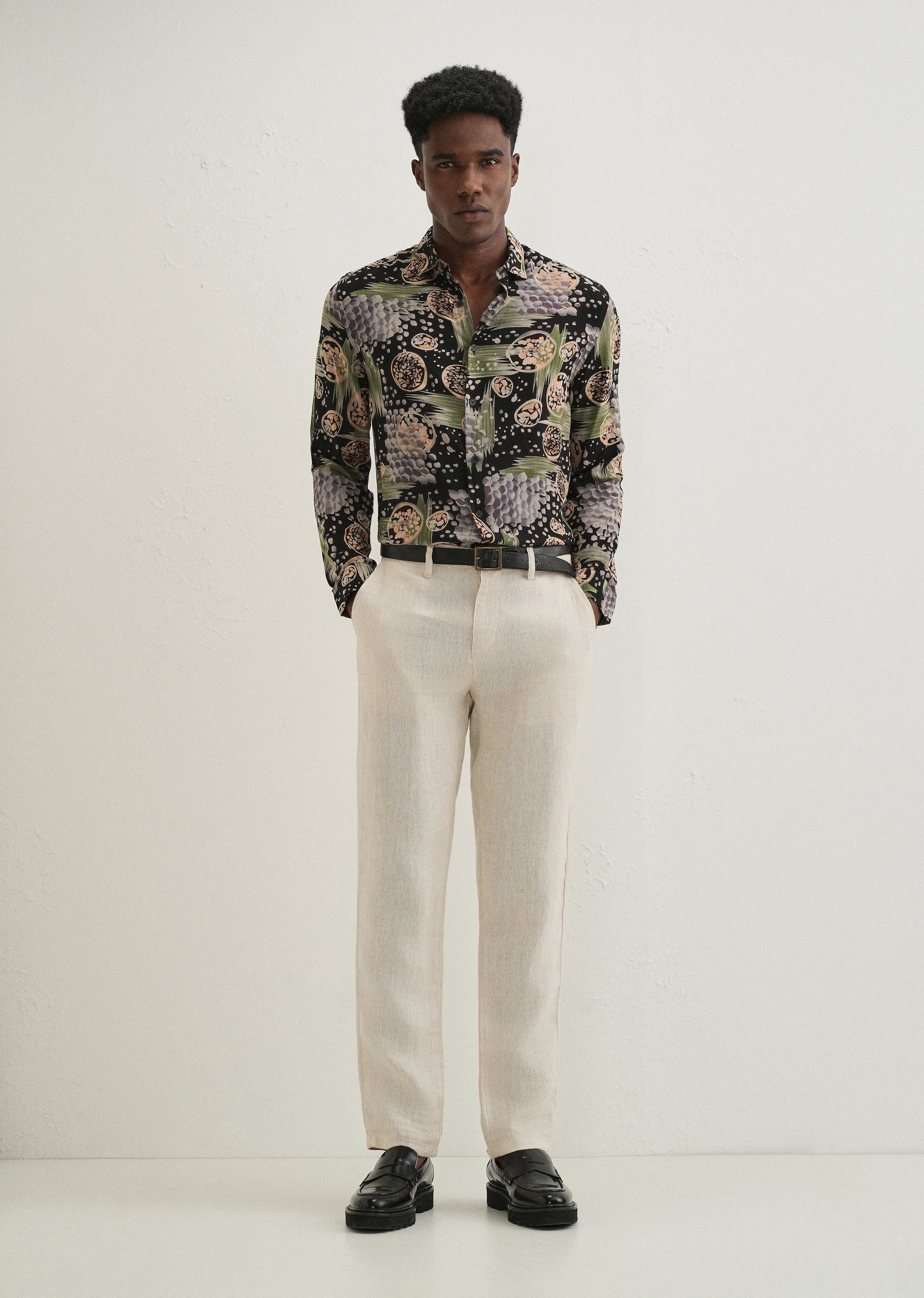 Green Abstract Feather Shirt - Image 6