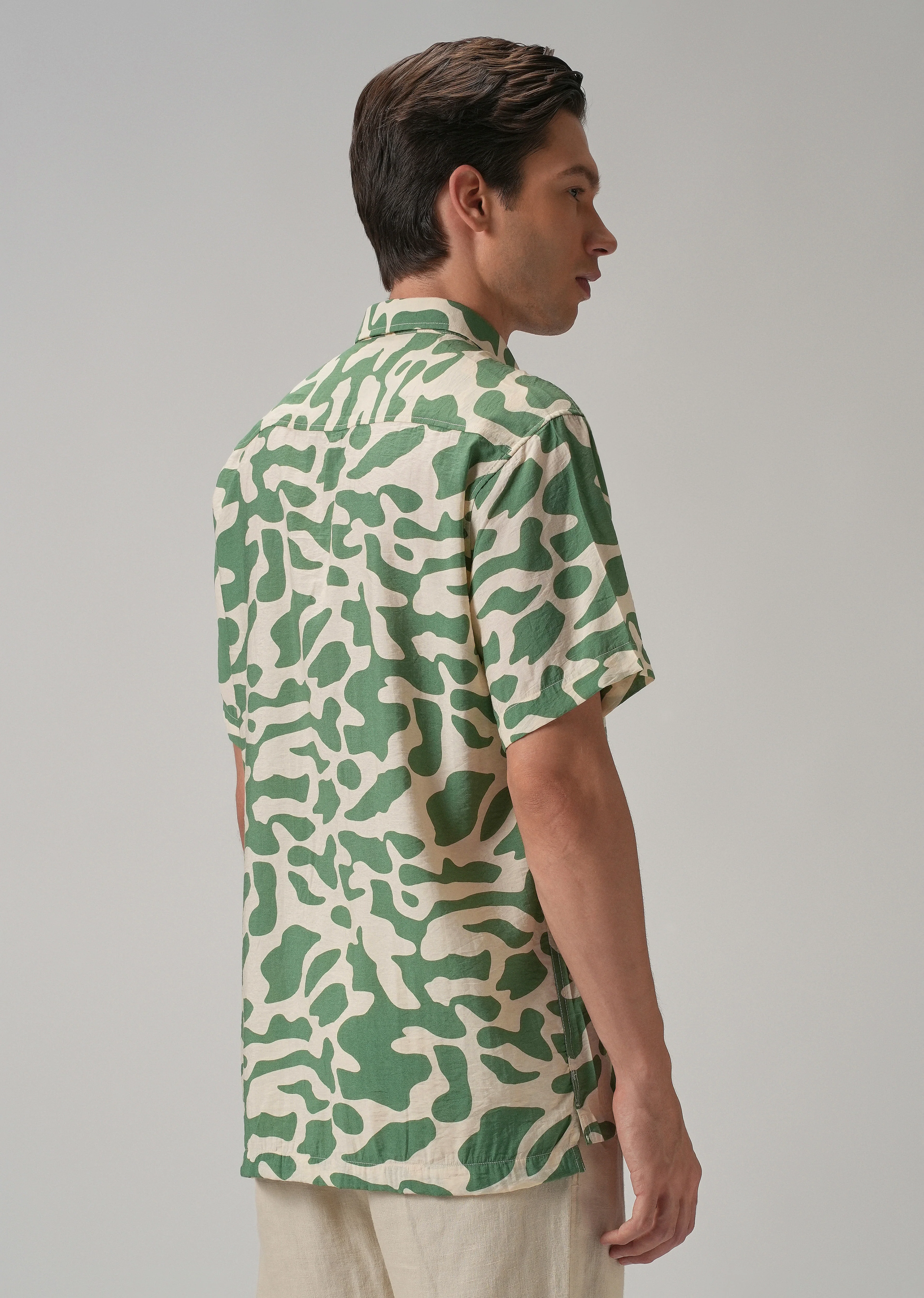 Green Abstract Printed Shirt - Image 2