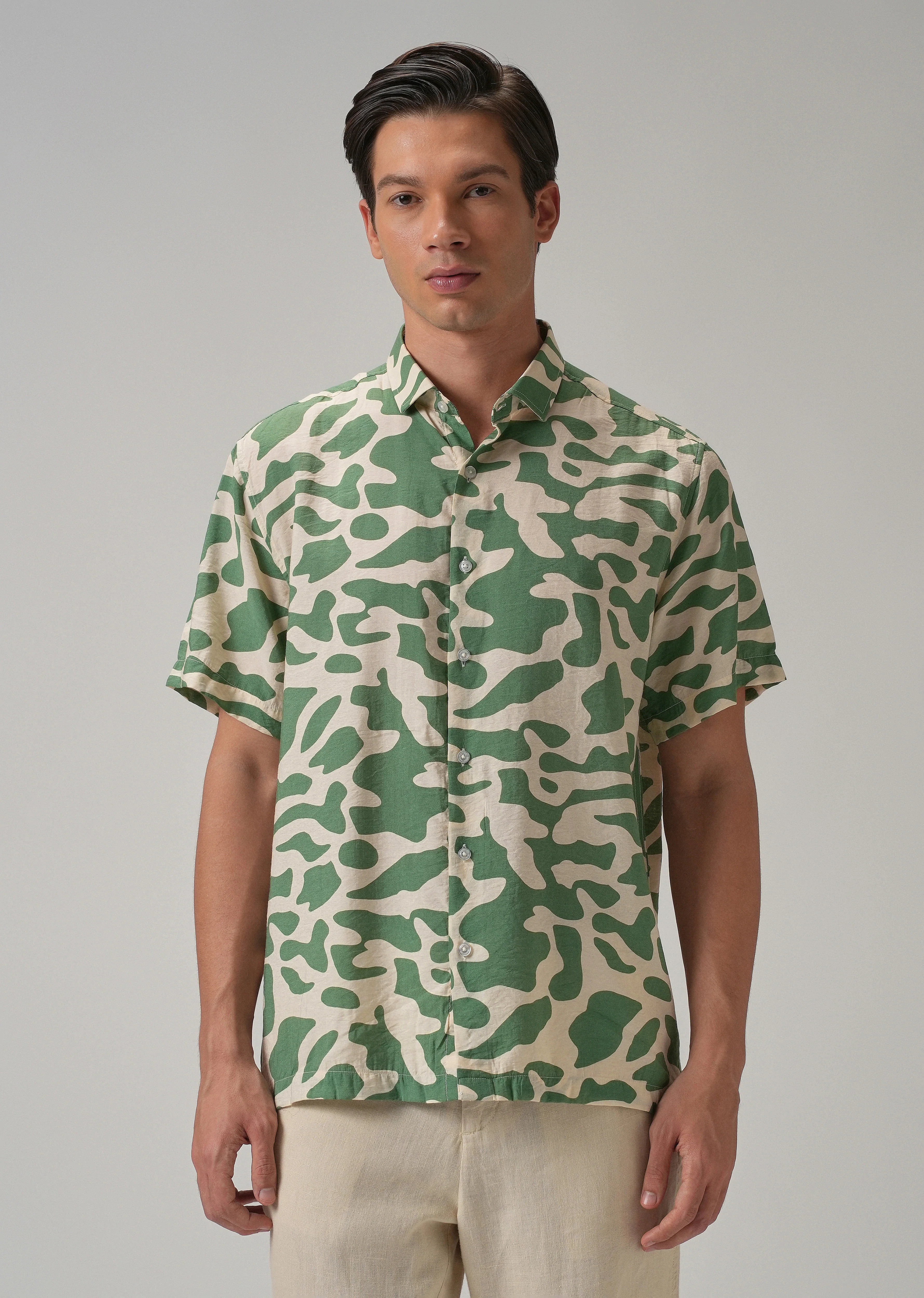 Green Abstract Printed Shirt - Image 3