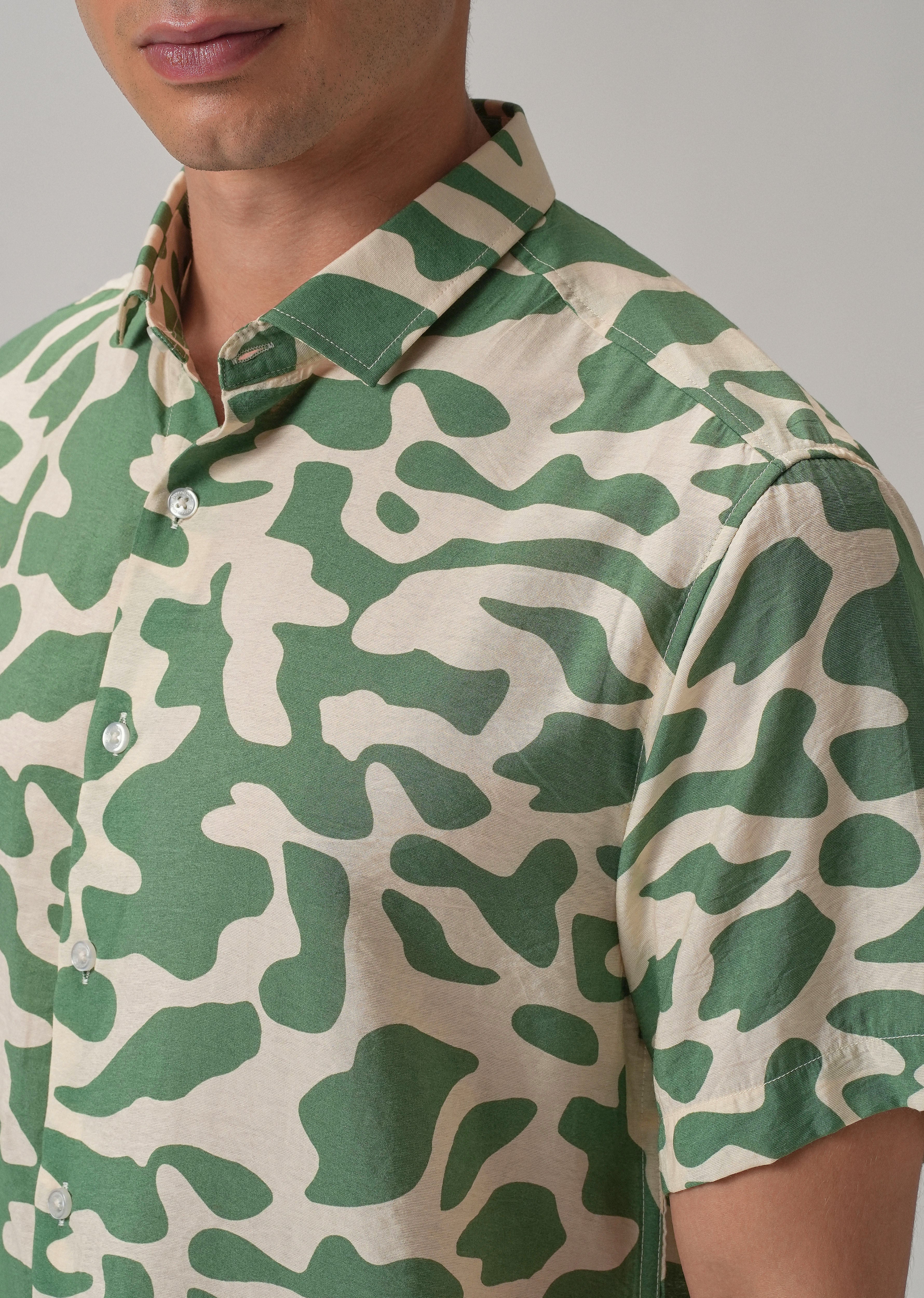 Green Abstract Printed Shirt - Image 5