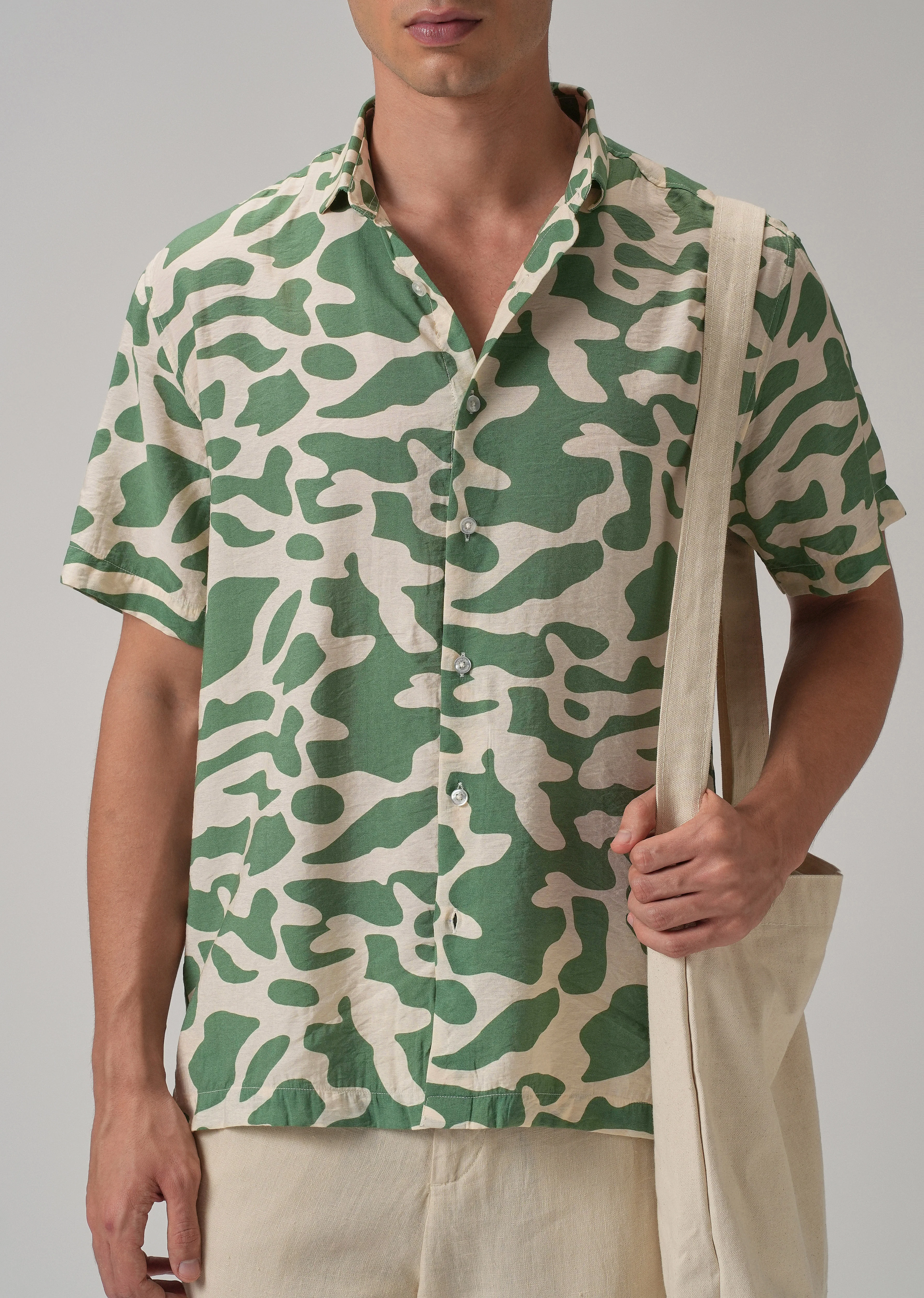 Green Abstract Printed Shirt - Image 7
