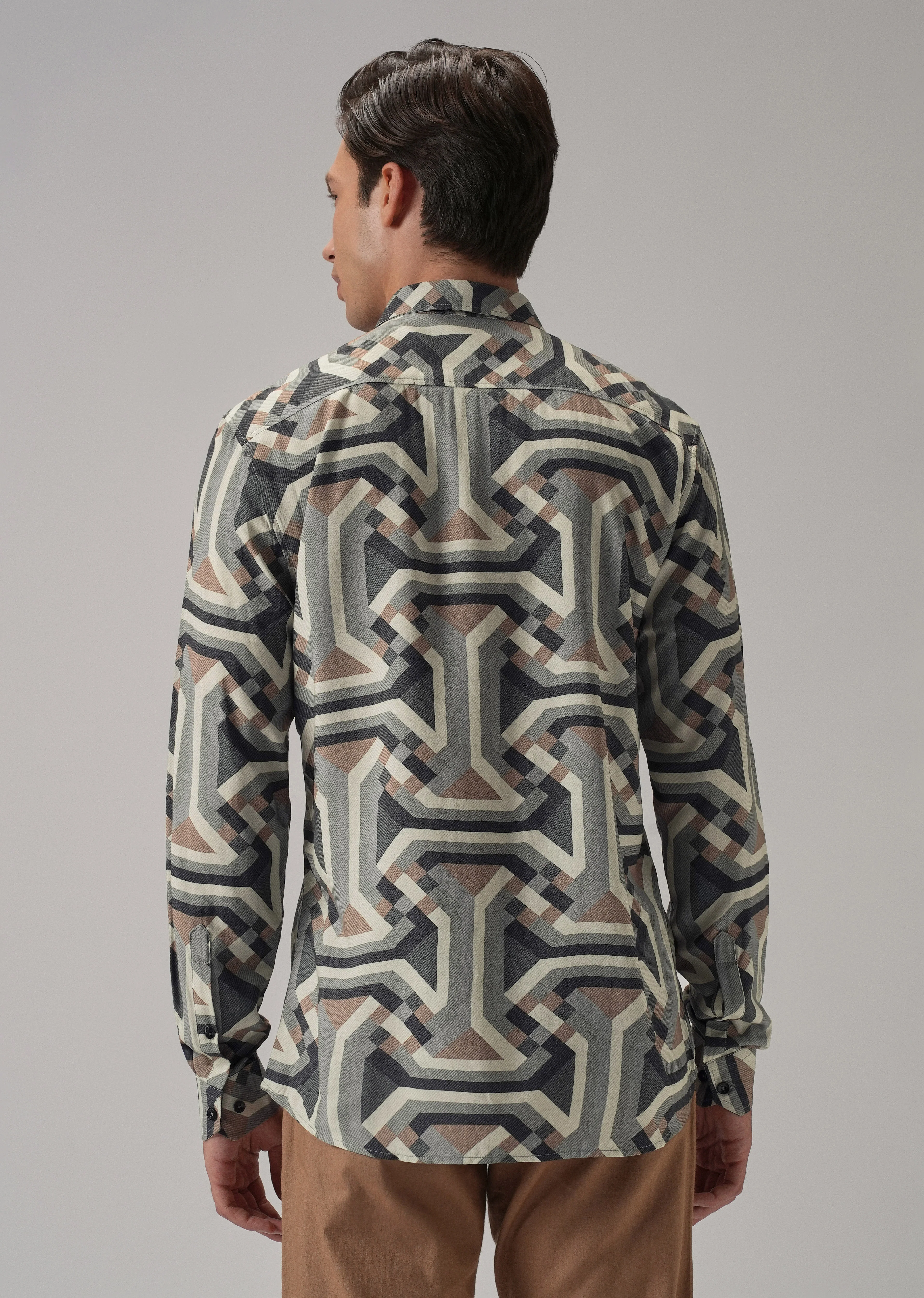 Green Abstract Texture Printed Shirt - Image 2