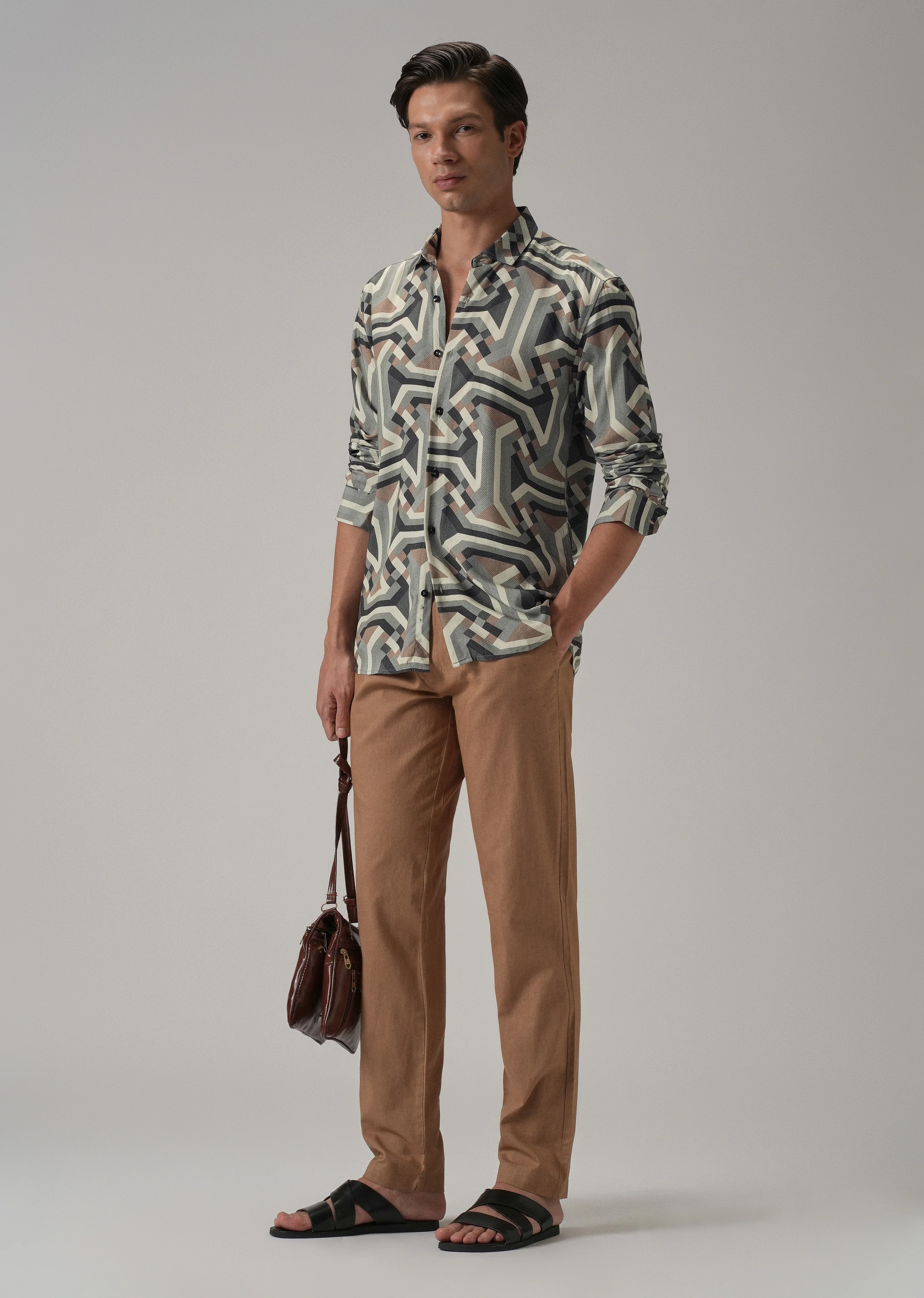 Green Abstract Texture Printed Shirt - Image 6