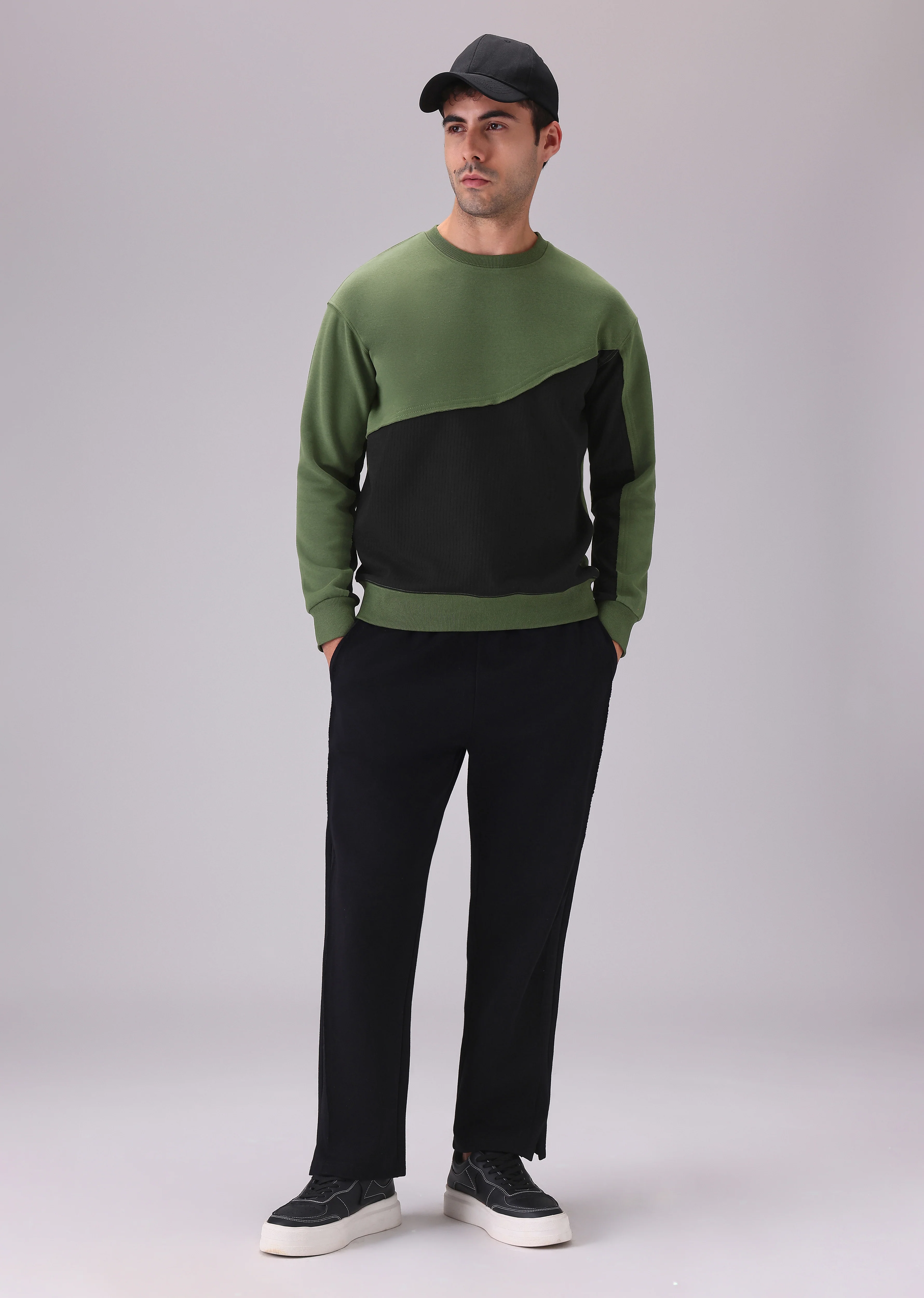 Green Black Colorblock Sweatshirt - Image 6
