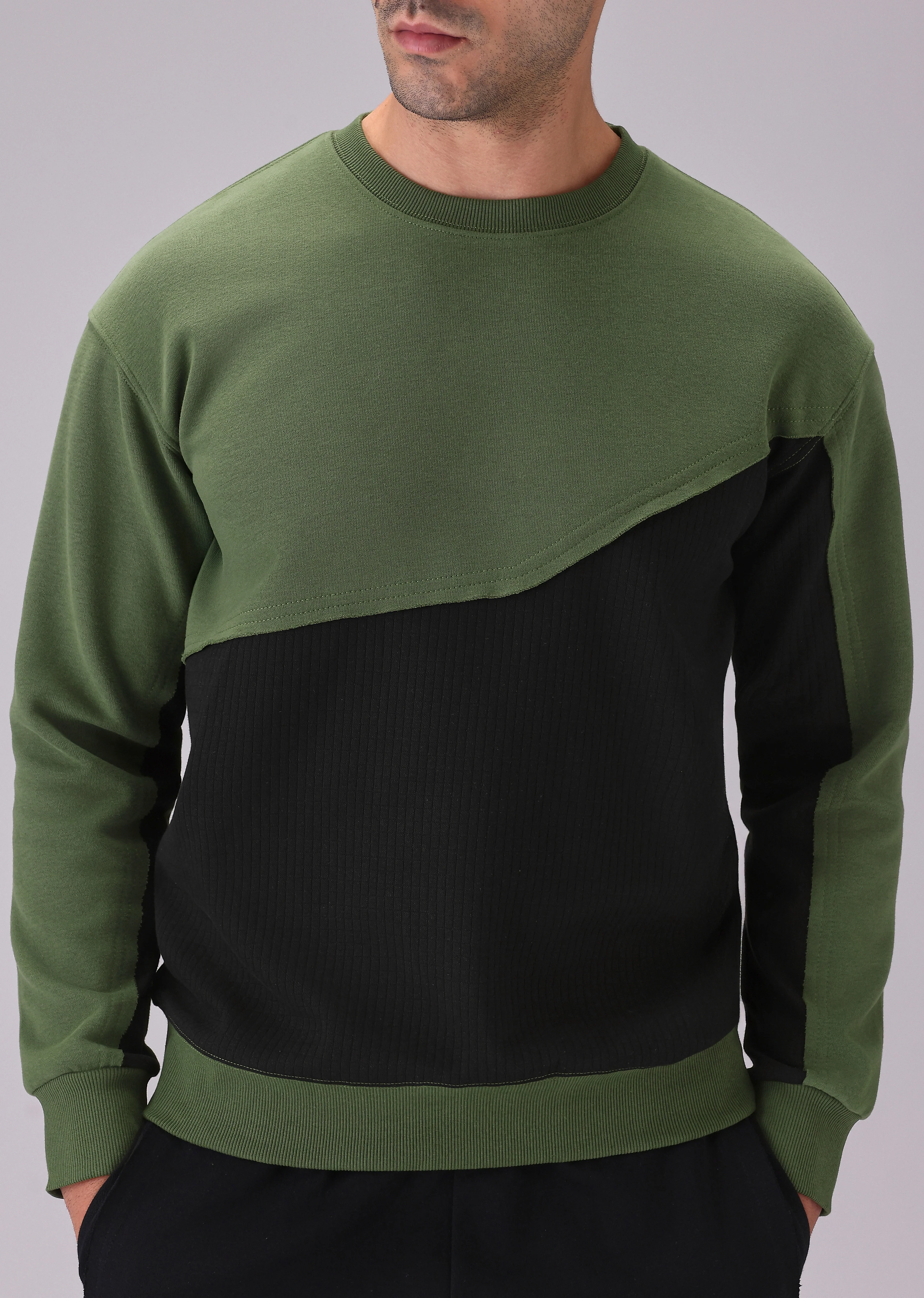 Green Black Colorblock Sweatshirt - Image 7