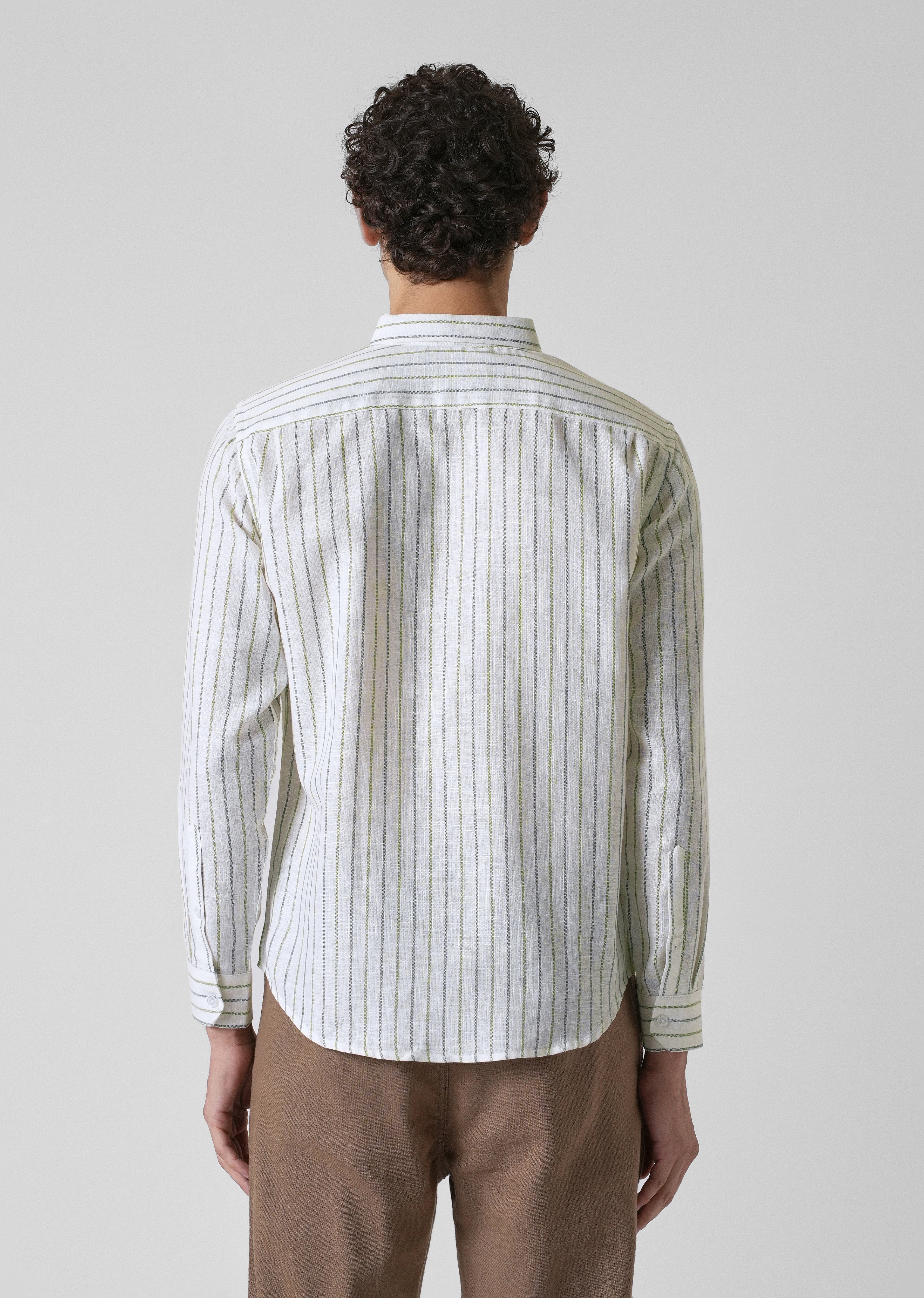 Green Blue Blended Cotton Pin Stripe Shirt - Image 2