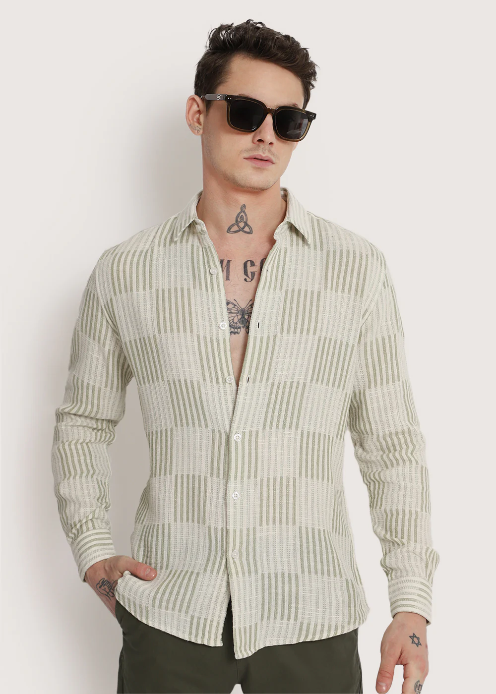 Green Checker Textured Shirt - Image 2