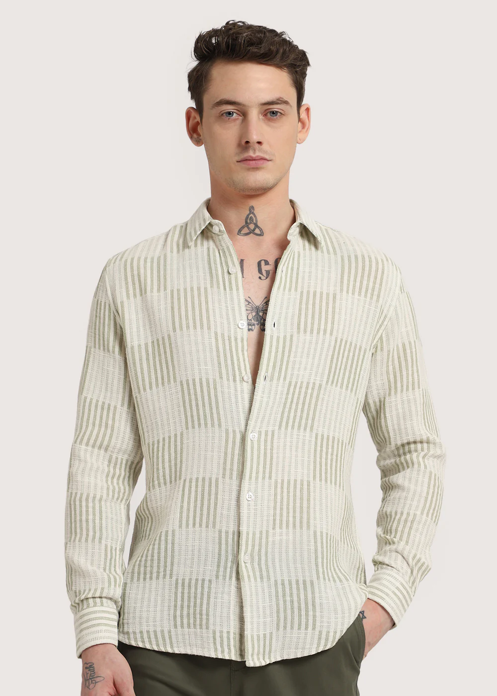 Green Checker Textured Shirt - Image 3