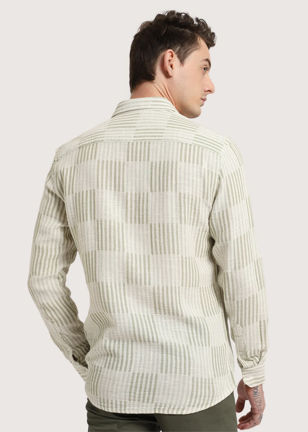 Green Checker Textured Shirt - Image 4