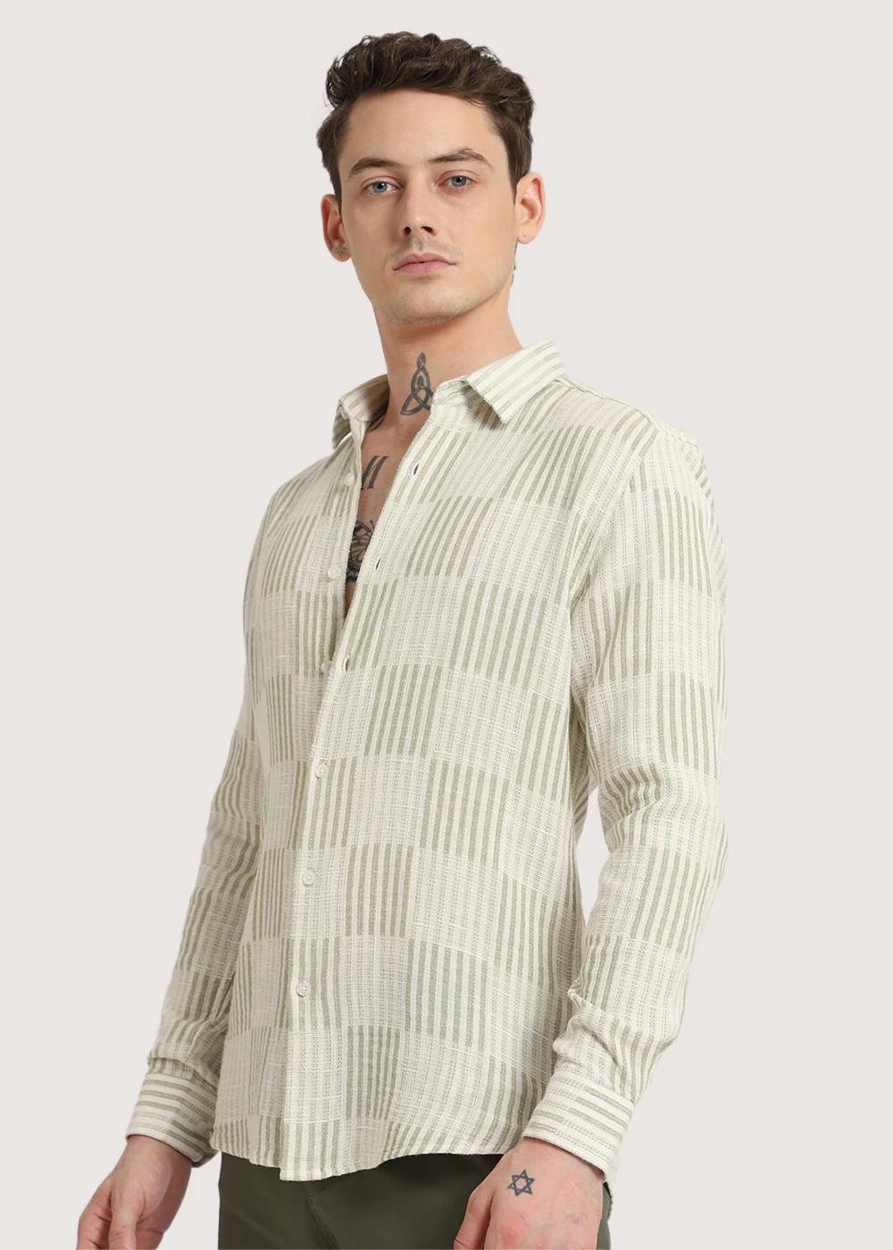Green Checker Textured Shirt - Image 5