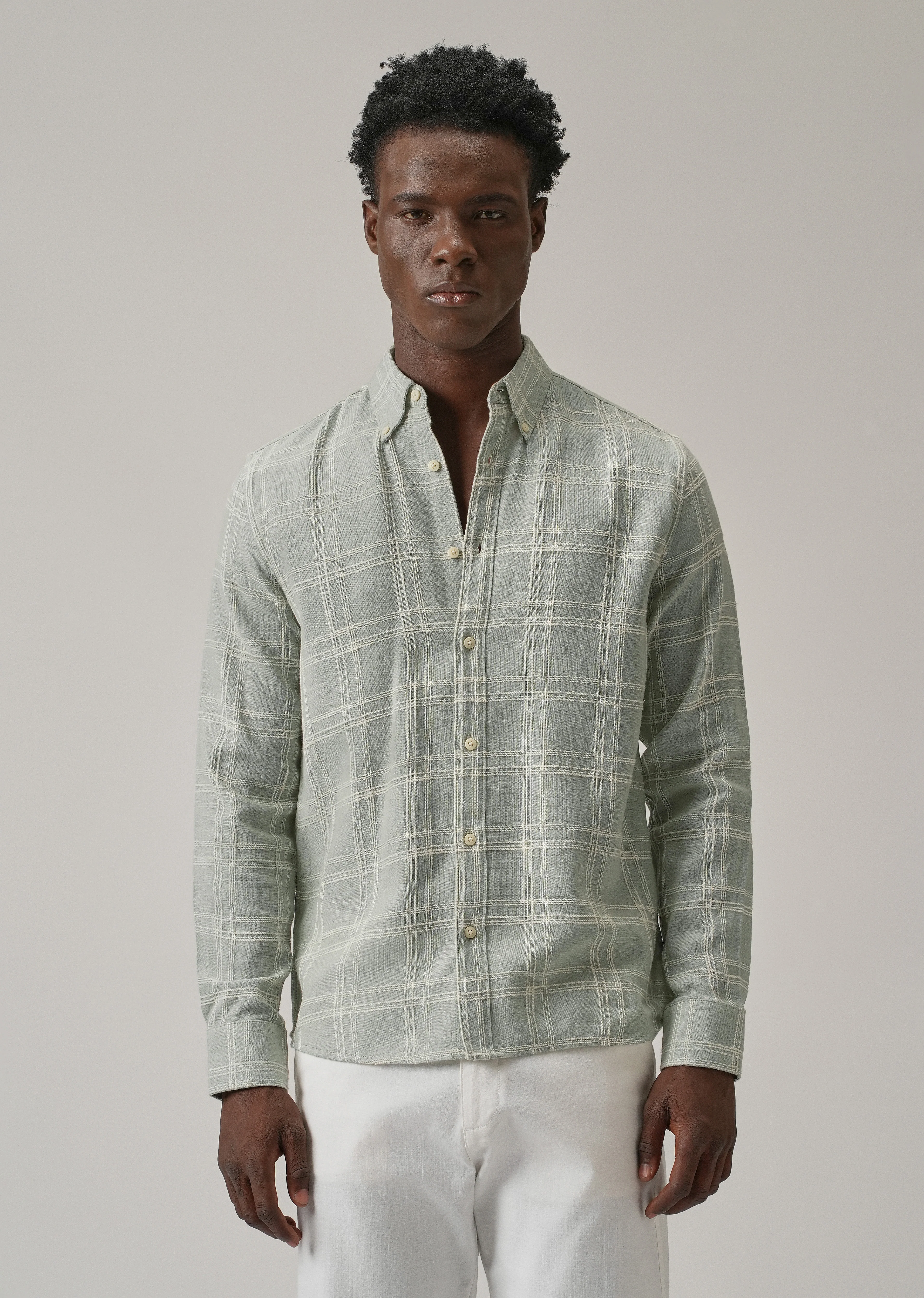 Green Chenille Check Shirt - Image 3