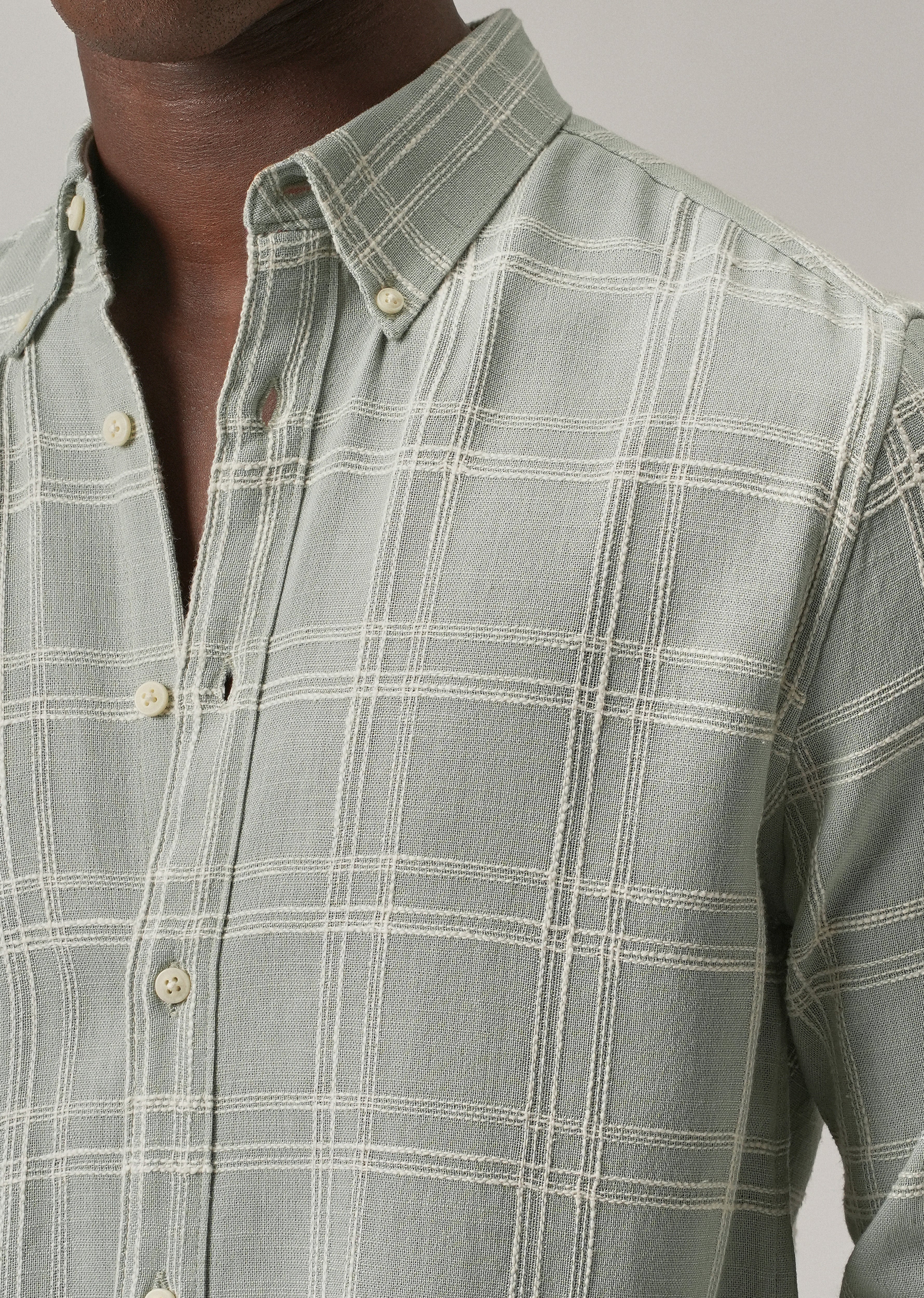 Green Chenille Check Shirt - Image 6