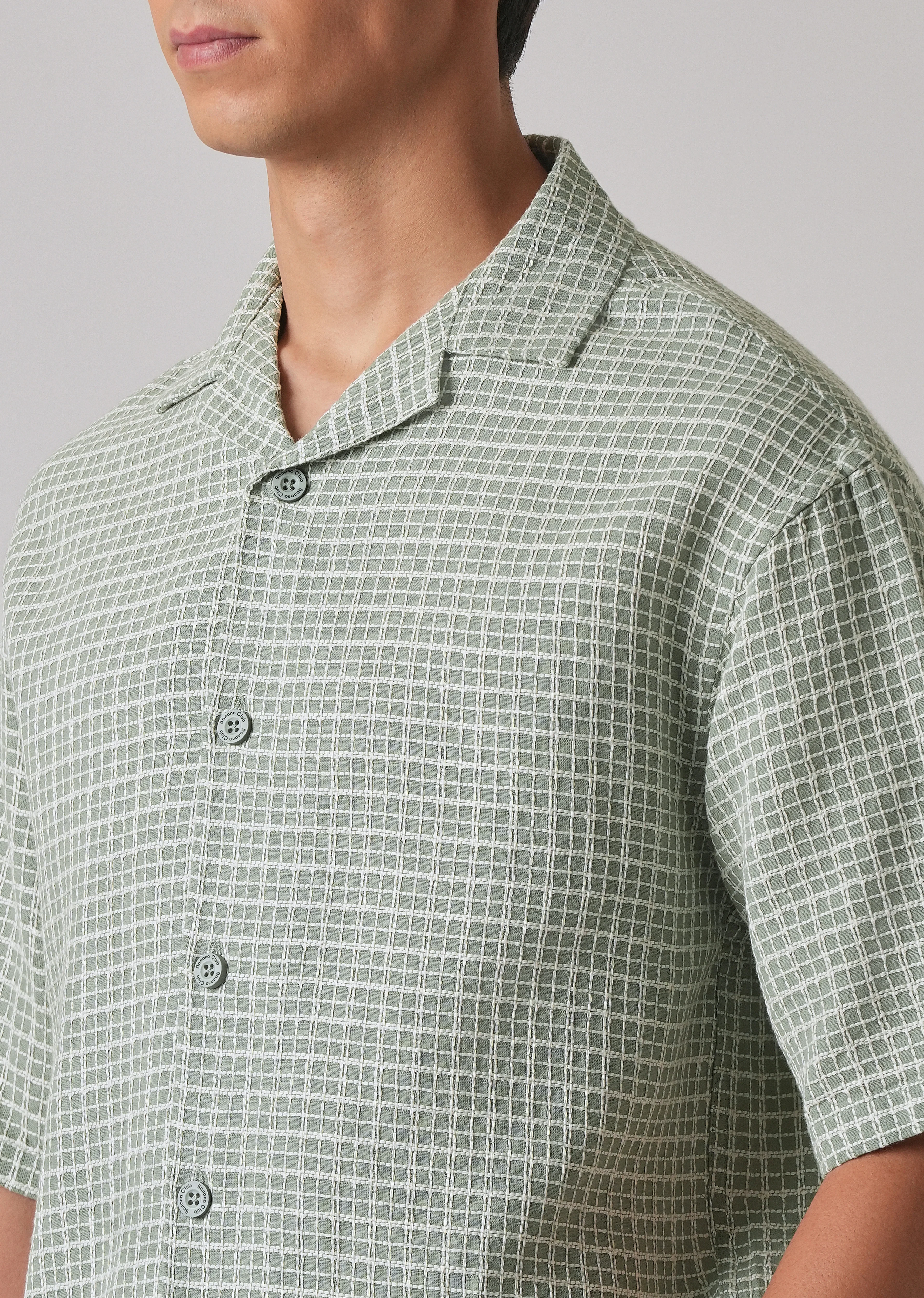 Green Cotton Chenille Check Shirt - Image 5