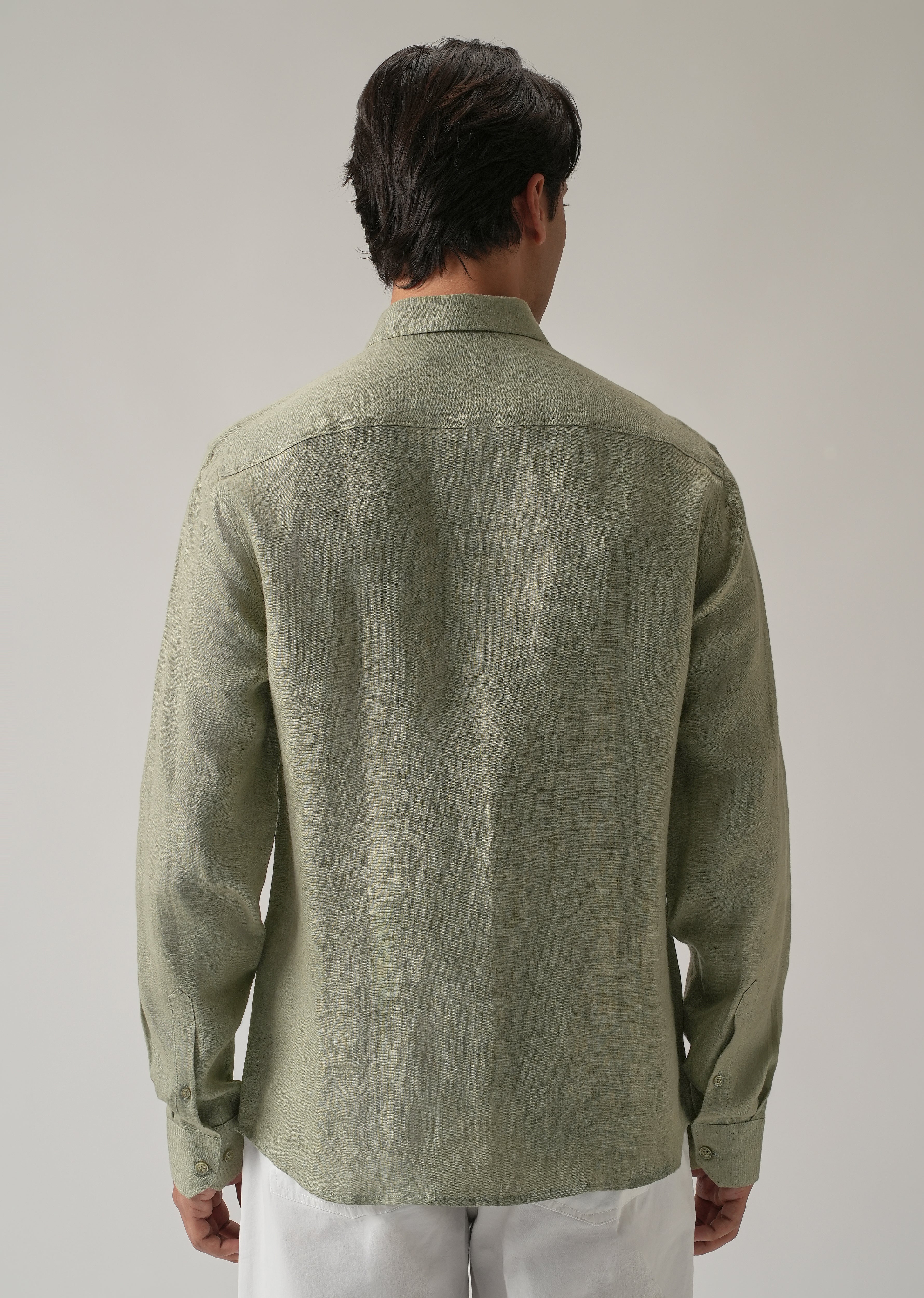 Green Double Pocket 100% Pure Irish Linen Shirt - Image 3