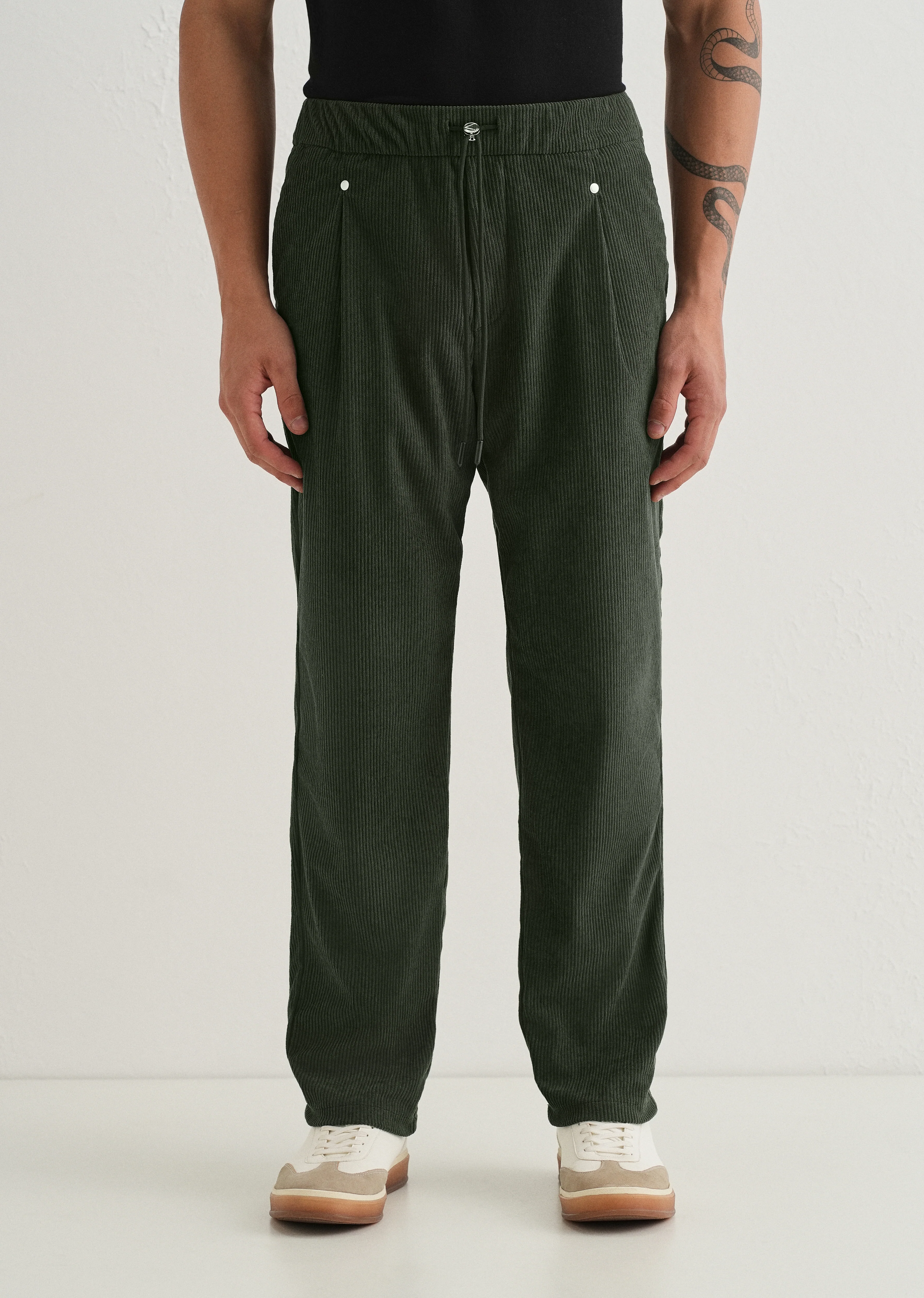 Green Drawstring Corduroy Pant - Image 3