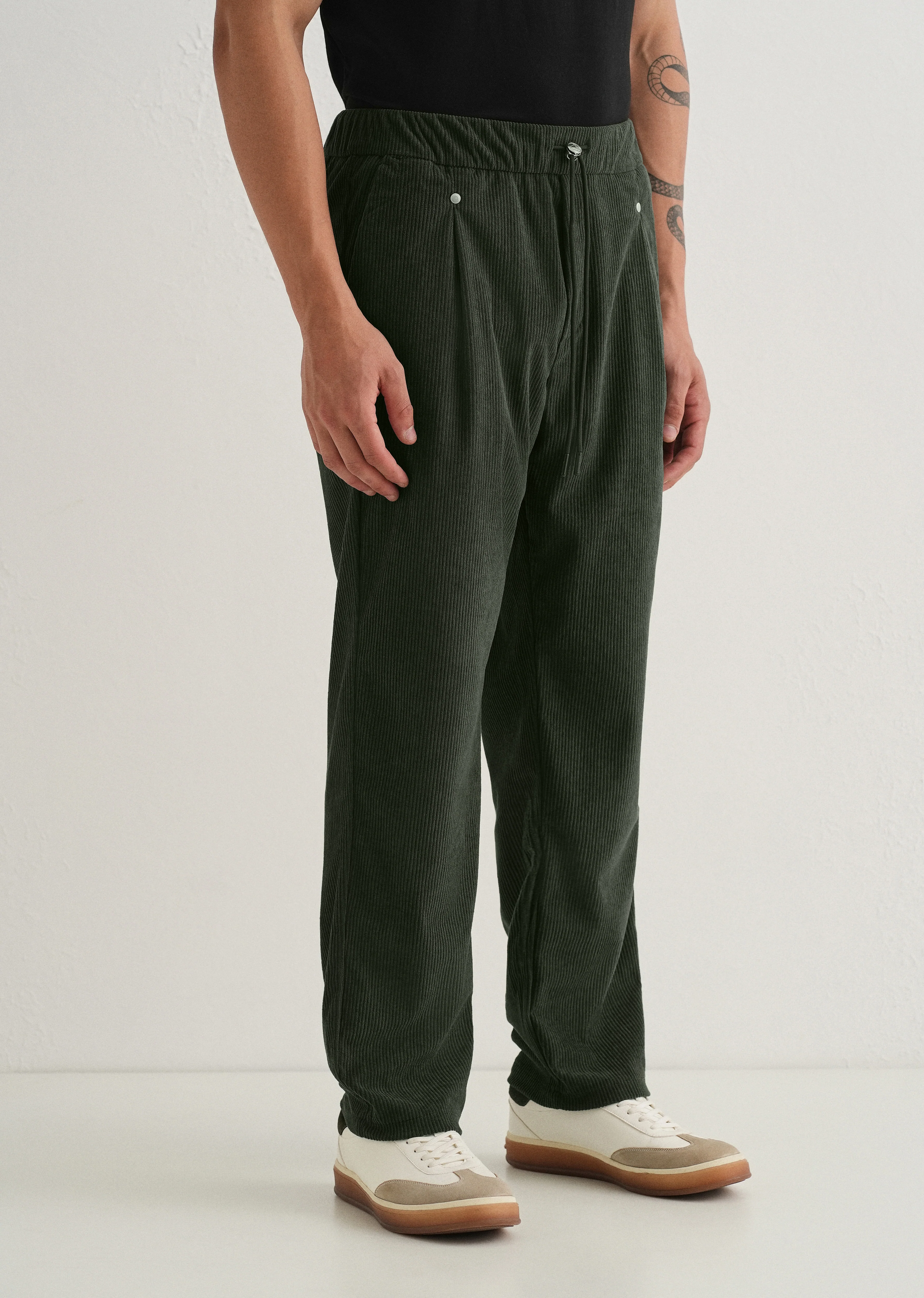 Green Drawstring Corduroy Pant - Image 4