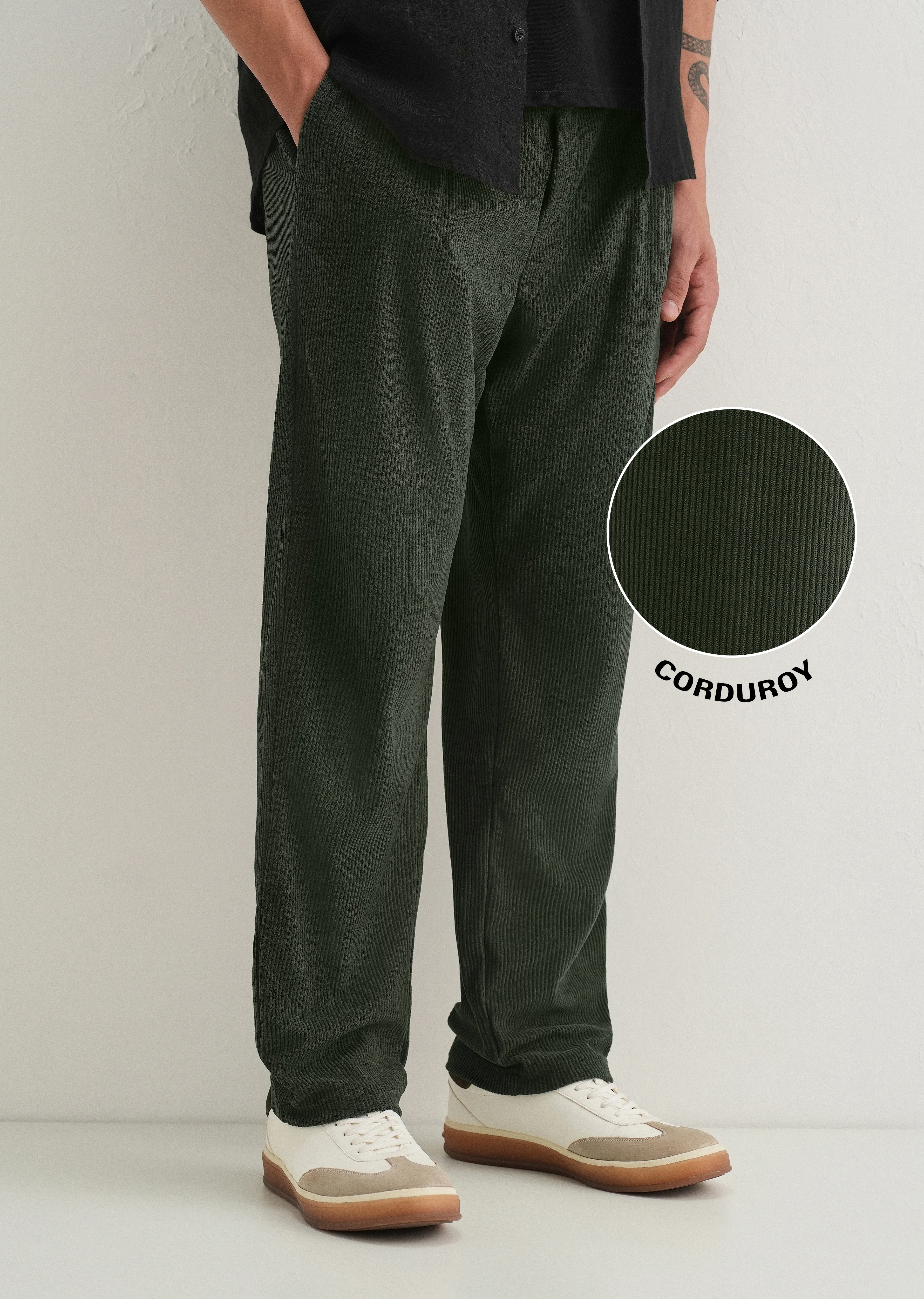 Green Drawstring Corduroy Pant - Image 7