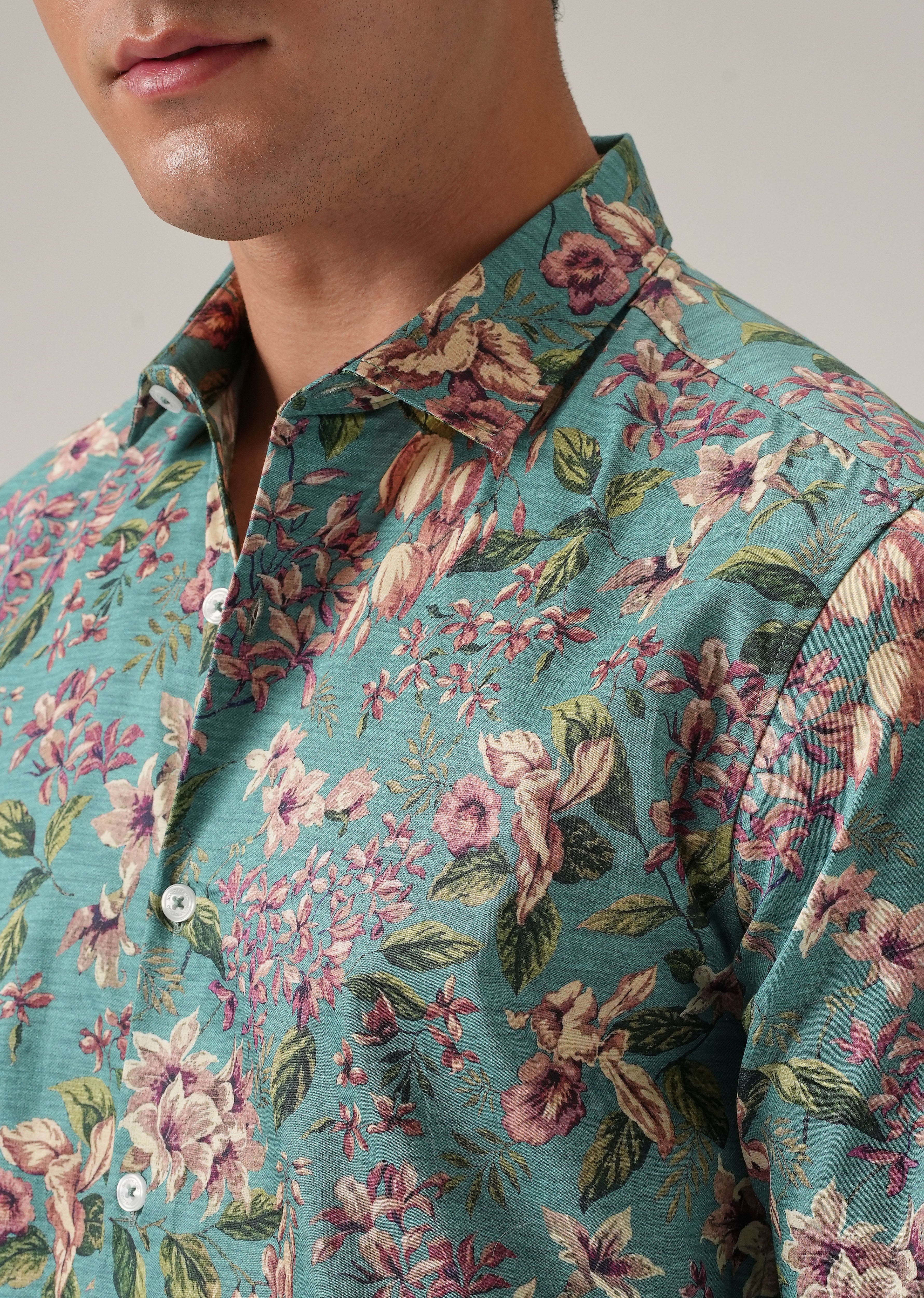 Green Floral Print Shirt - Image 5