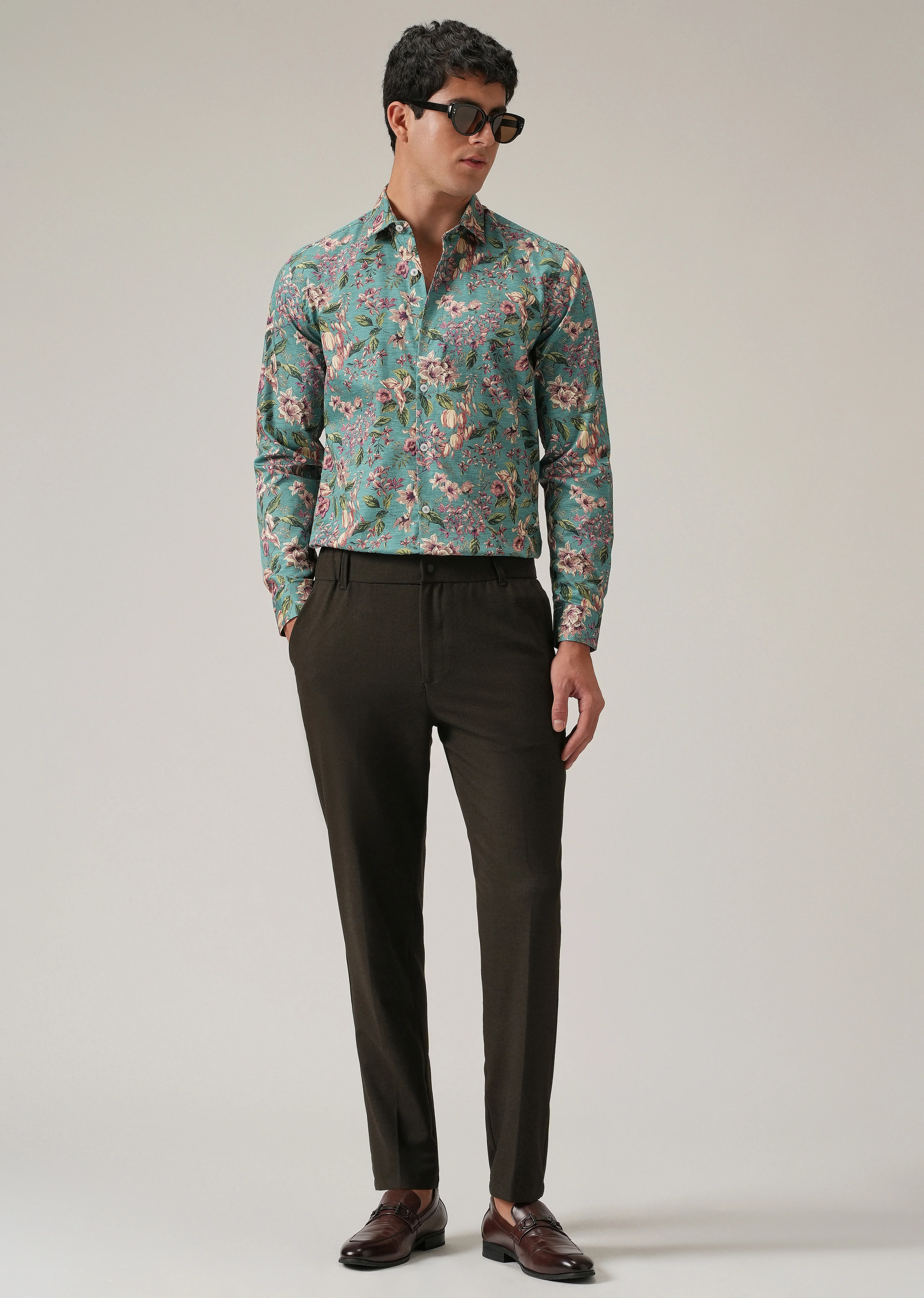 Green Floral Print Shirt - Image 6