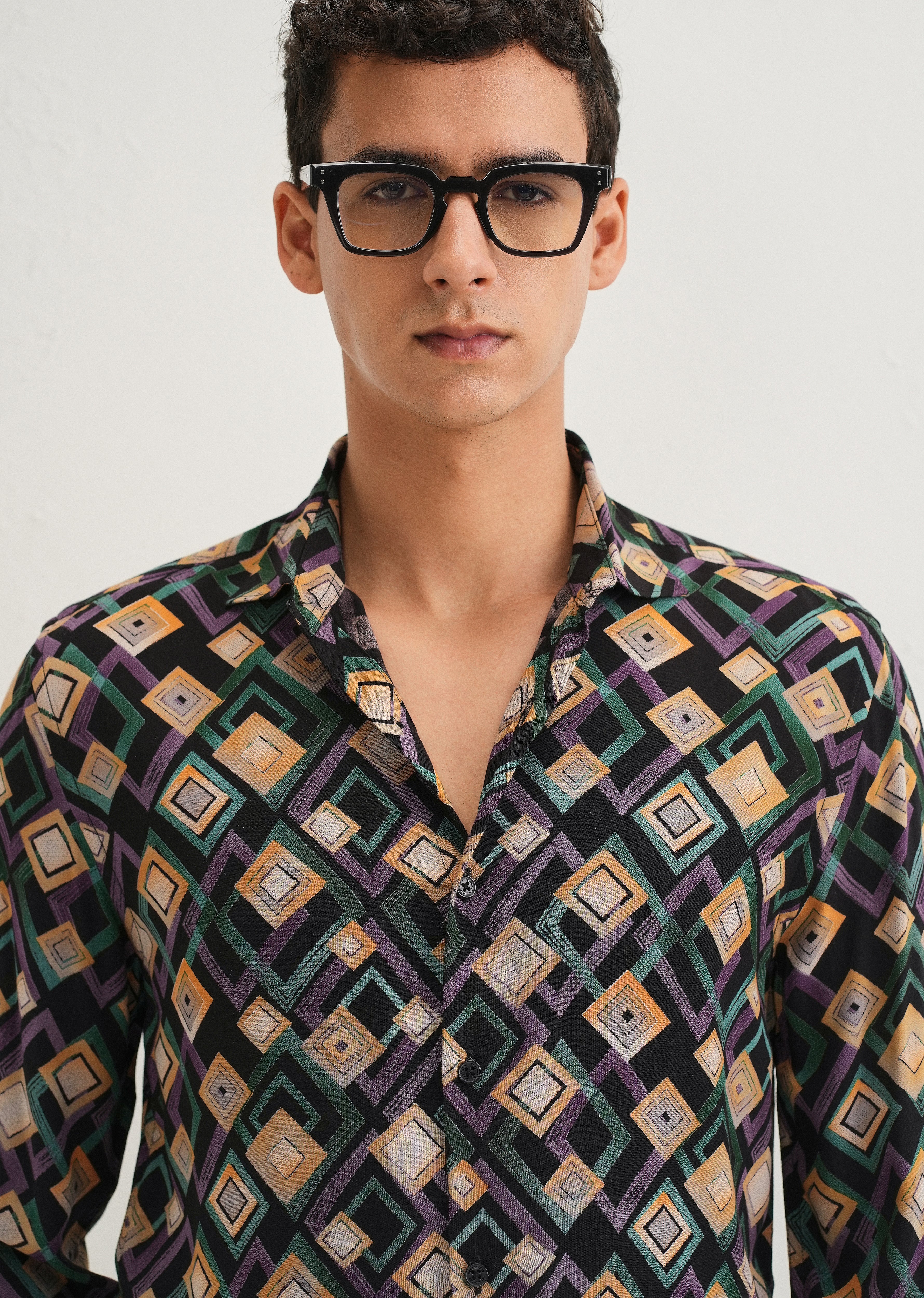 Green Geometric Feather Shirt - Image 5