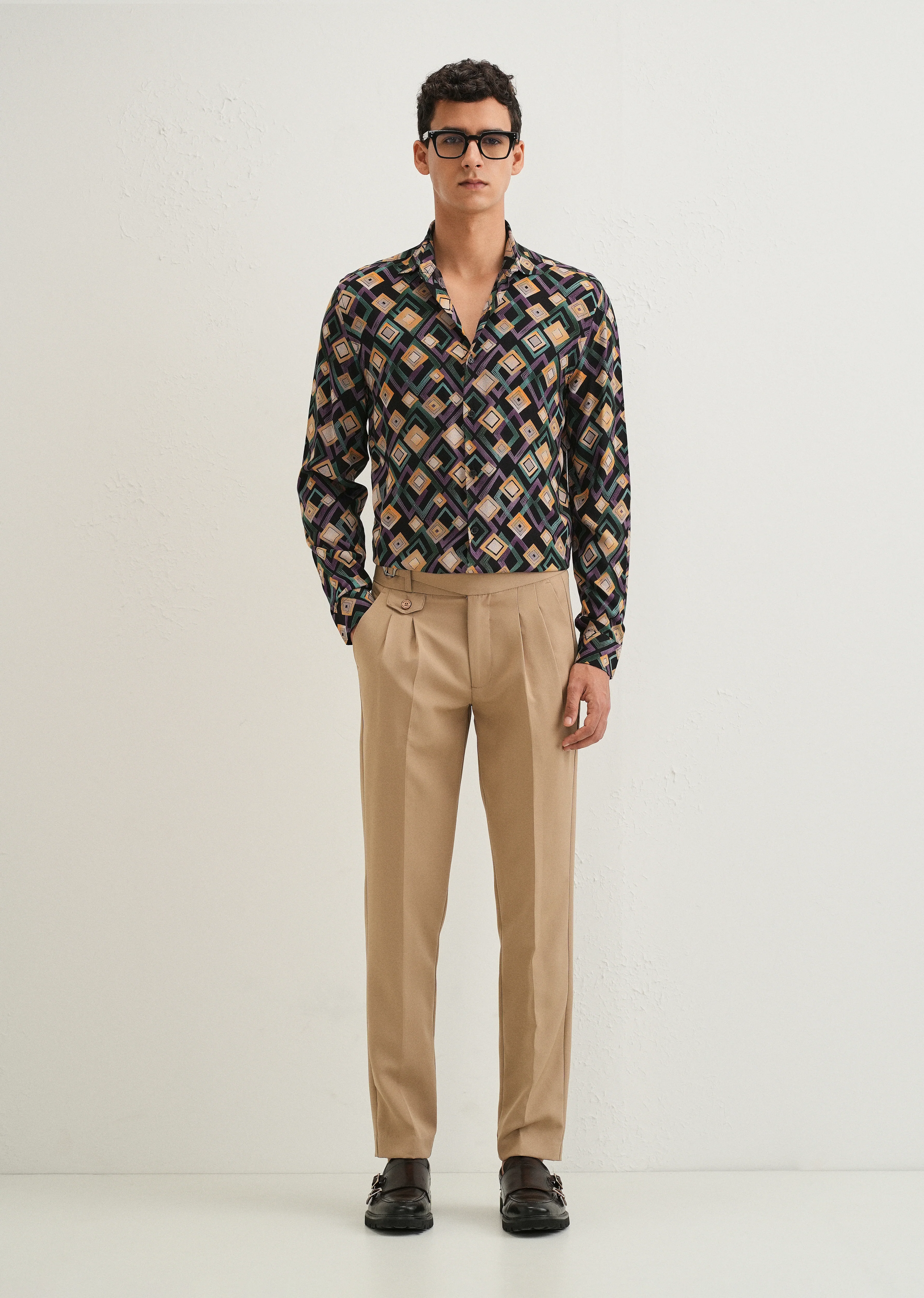 Green Geometric Feather Shirt - Image 7