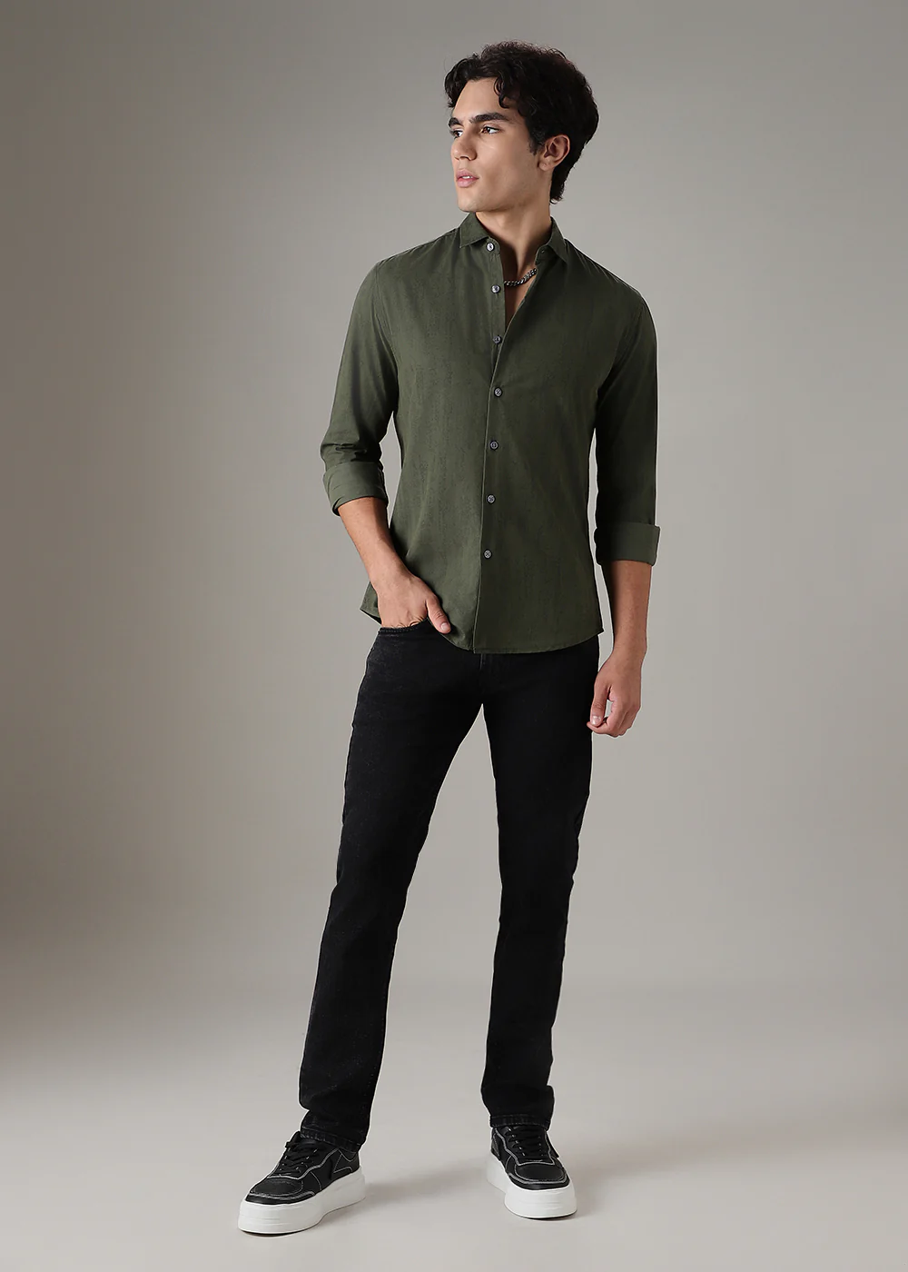 Green Gradient Printed Shirt - Image 7