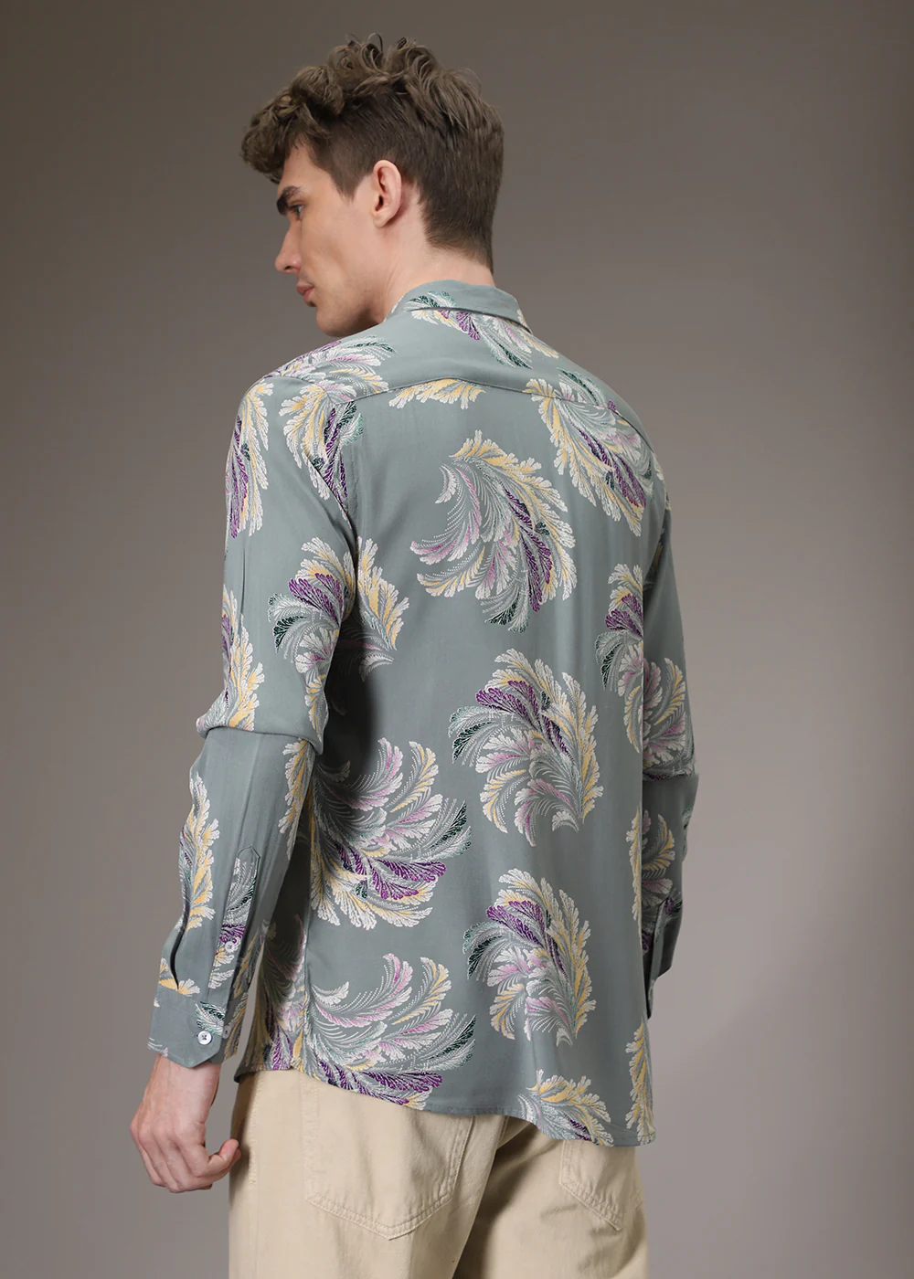 Green Leaf Abstract Feather Shirt - Image 4