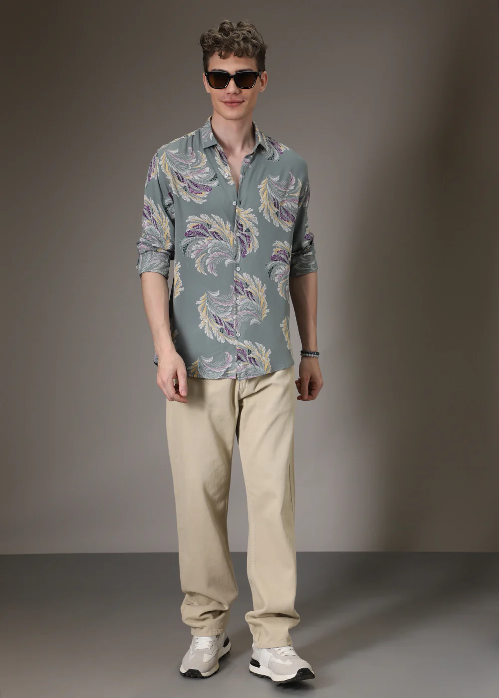 Green Leaf Abstract Feather Shirt - Image 6