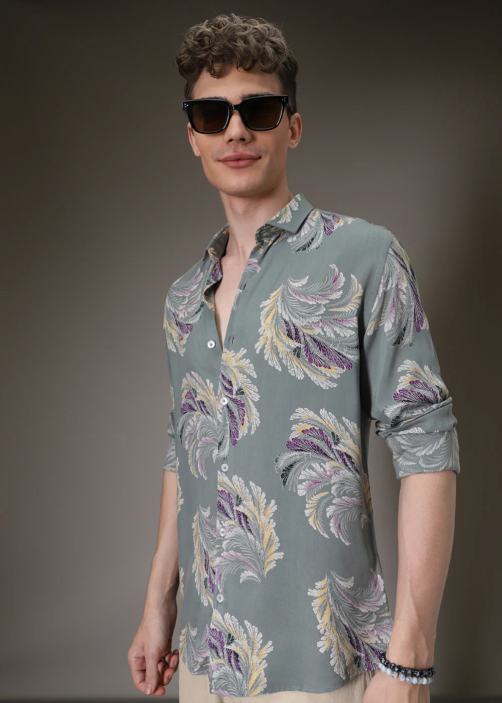 Green Leaf Abstract Feather Shirt - Image 7