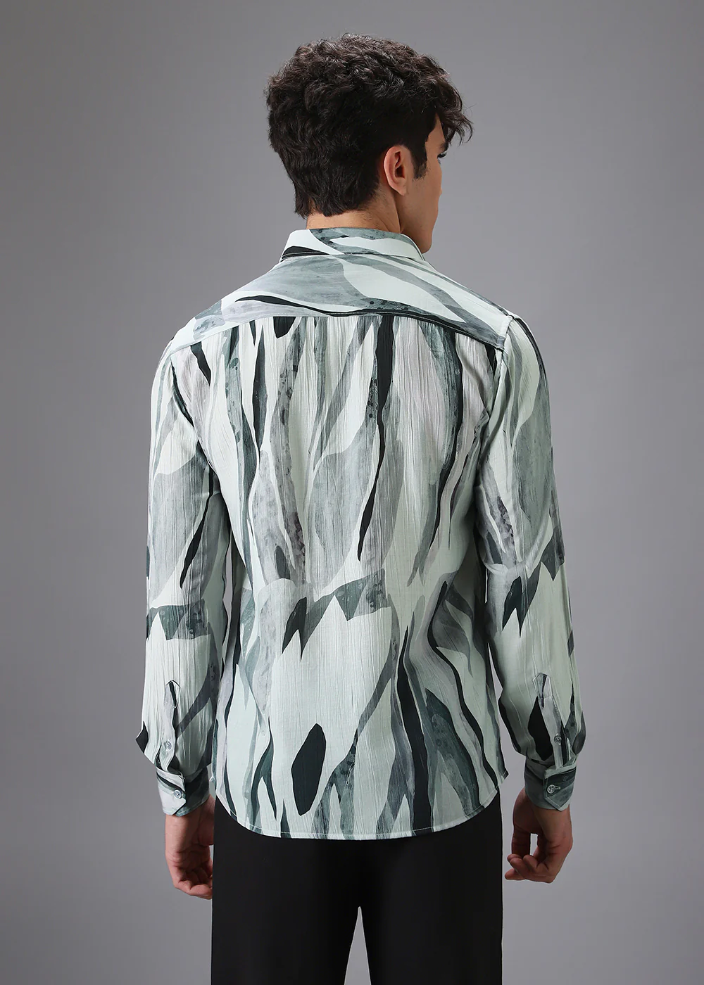 Green Leaf Crushed Printed Shirt - Image 4