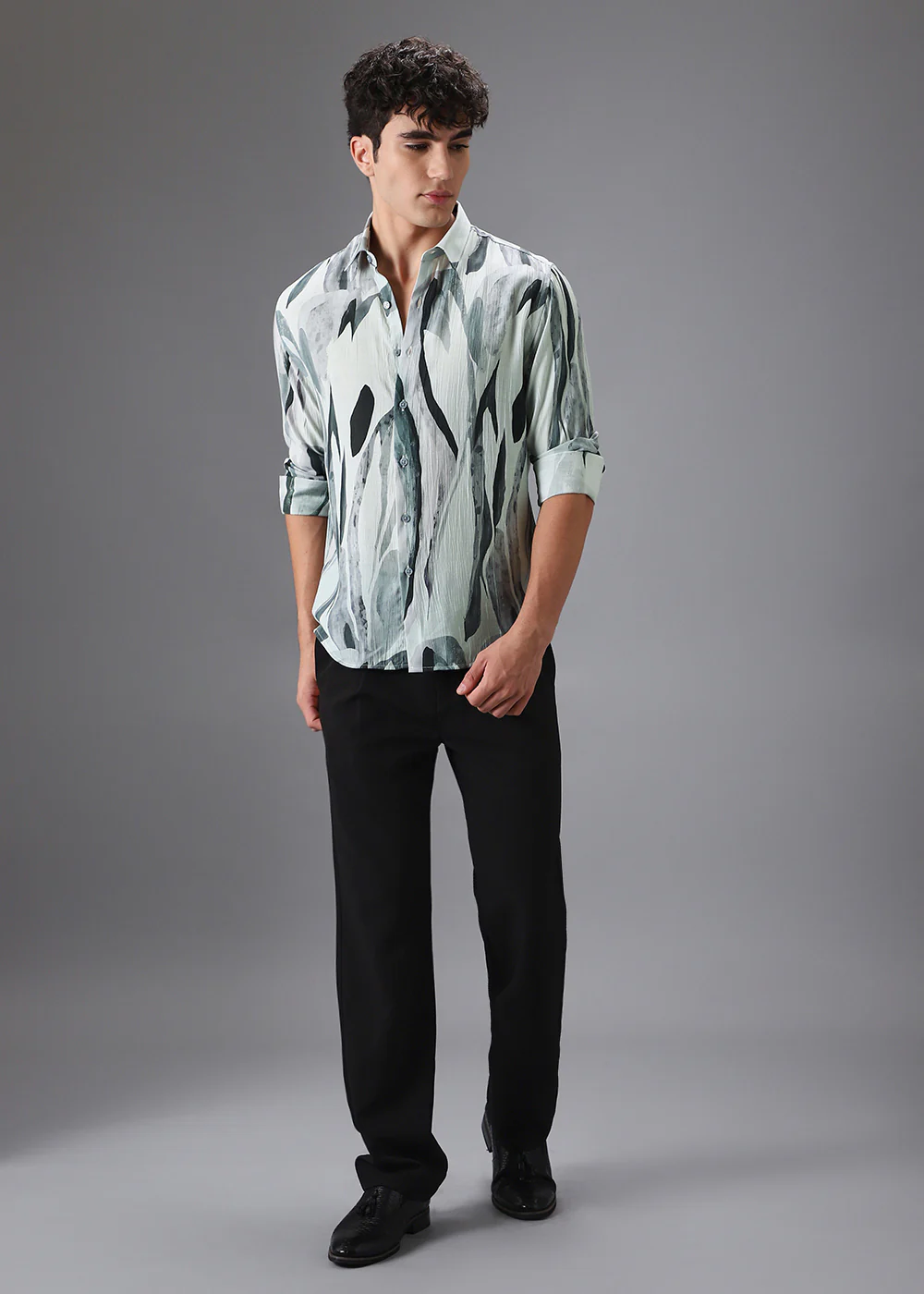 Green Leaf Crushed Printed Shirt - Image 6
