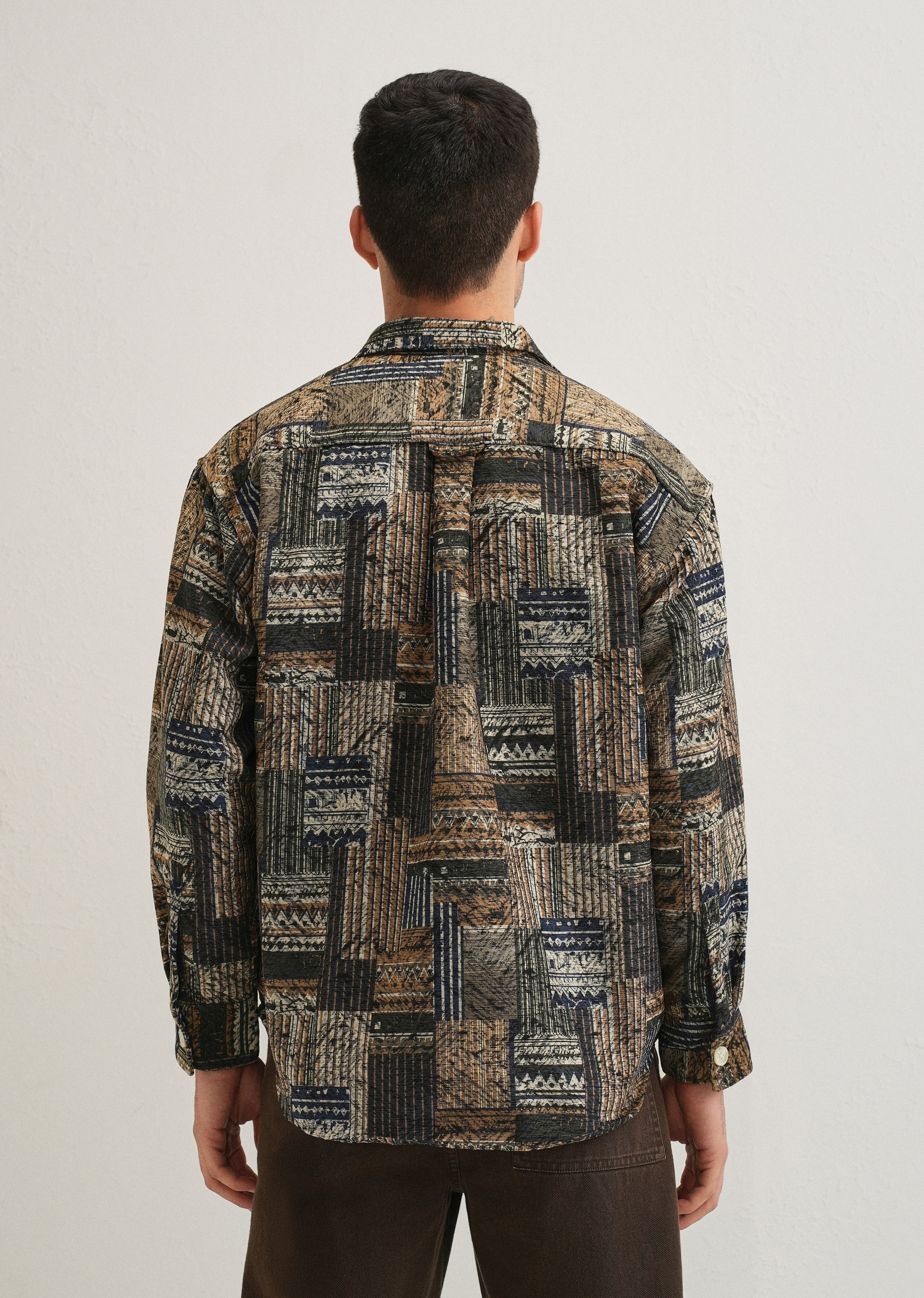 Green Line Abstract Regular Fit Shacket - Image 2