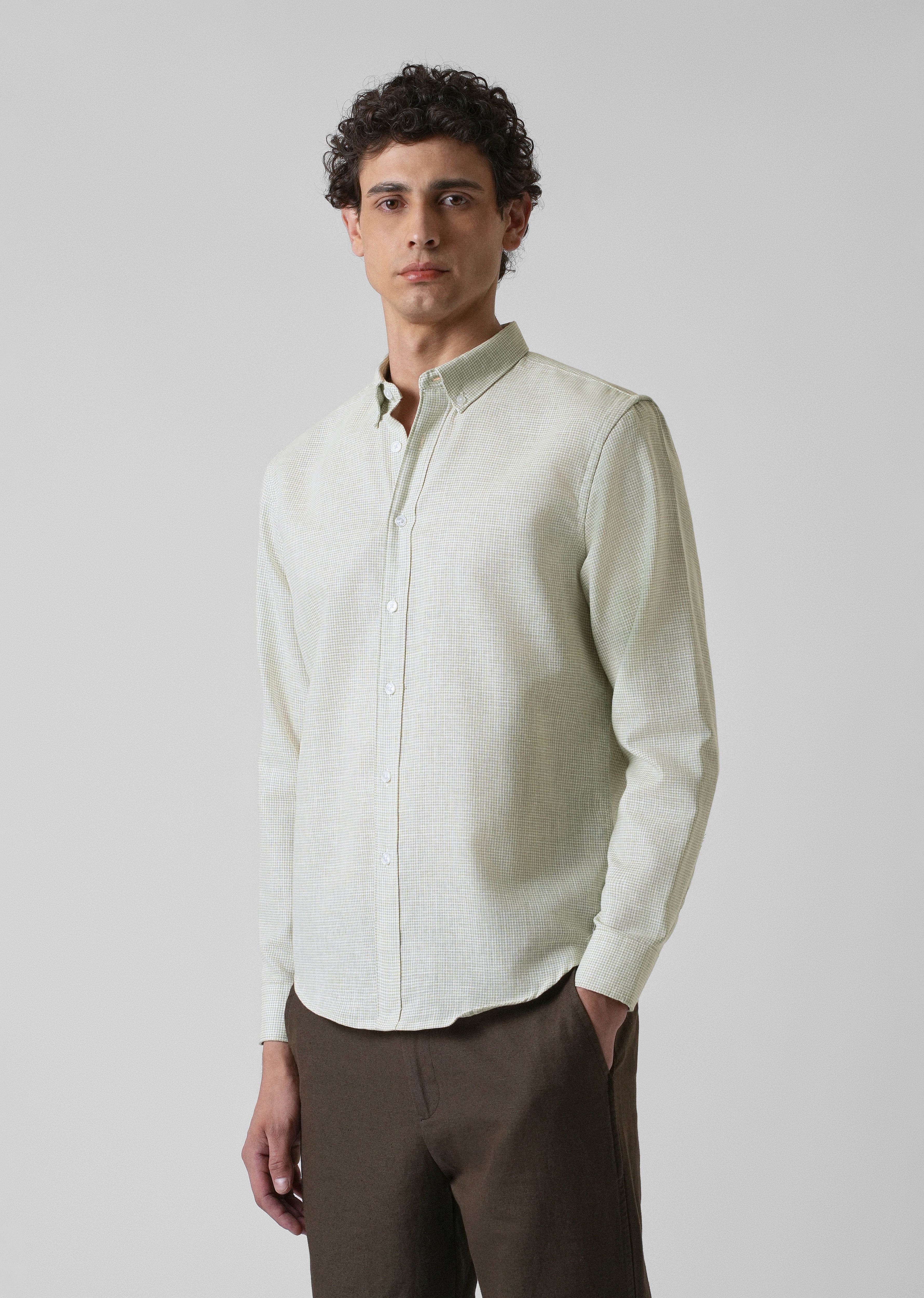 Green Micro Checks Blended Cotton Shirt - Image 5