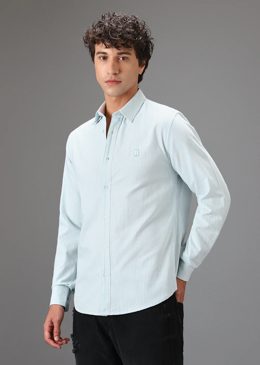 Green Pin Stripe Shirt - Image 4