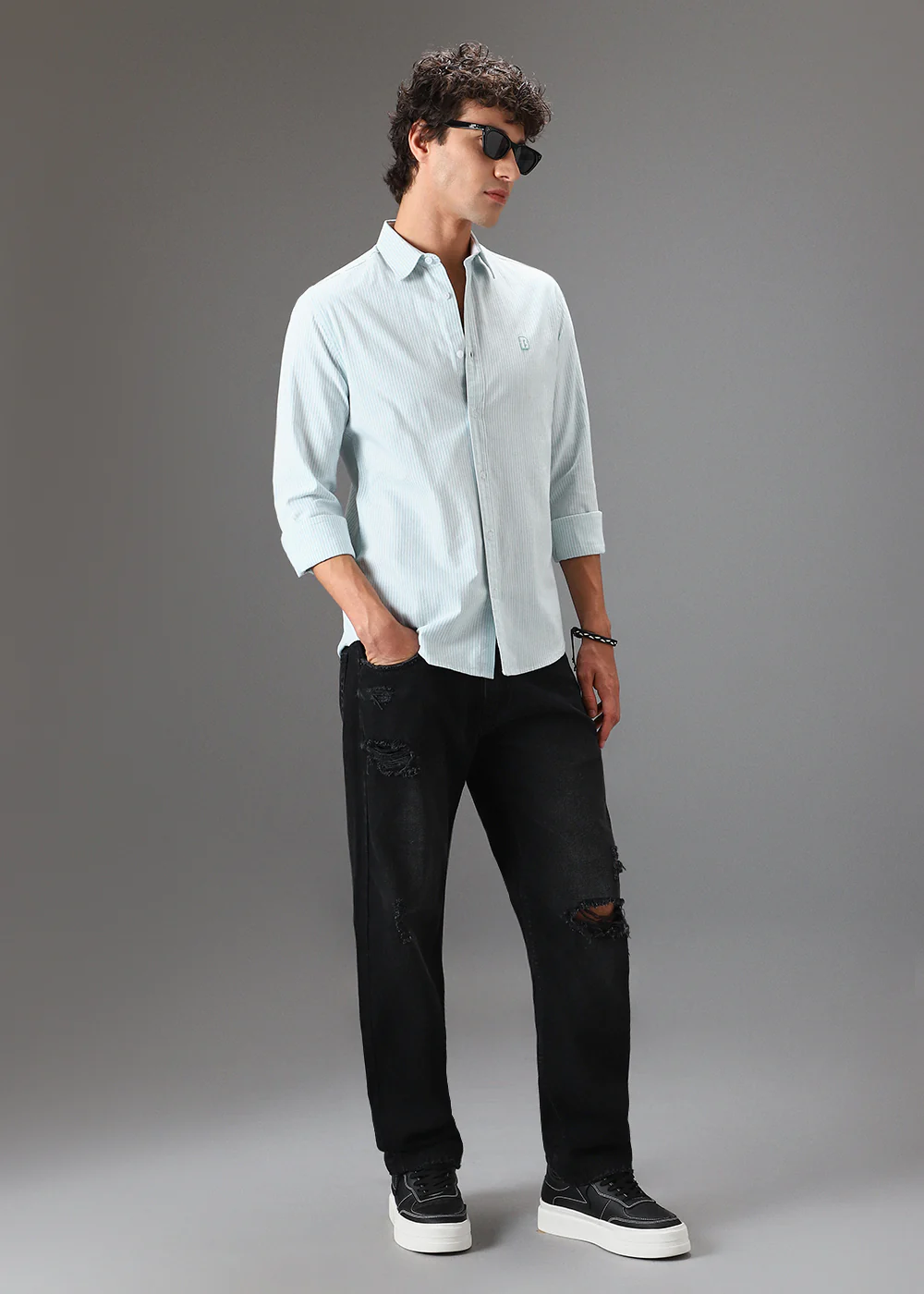 Green Pin Stripe Shirt - Image 6