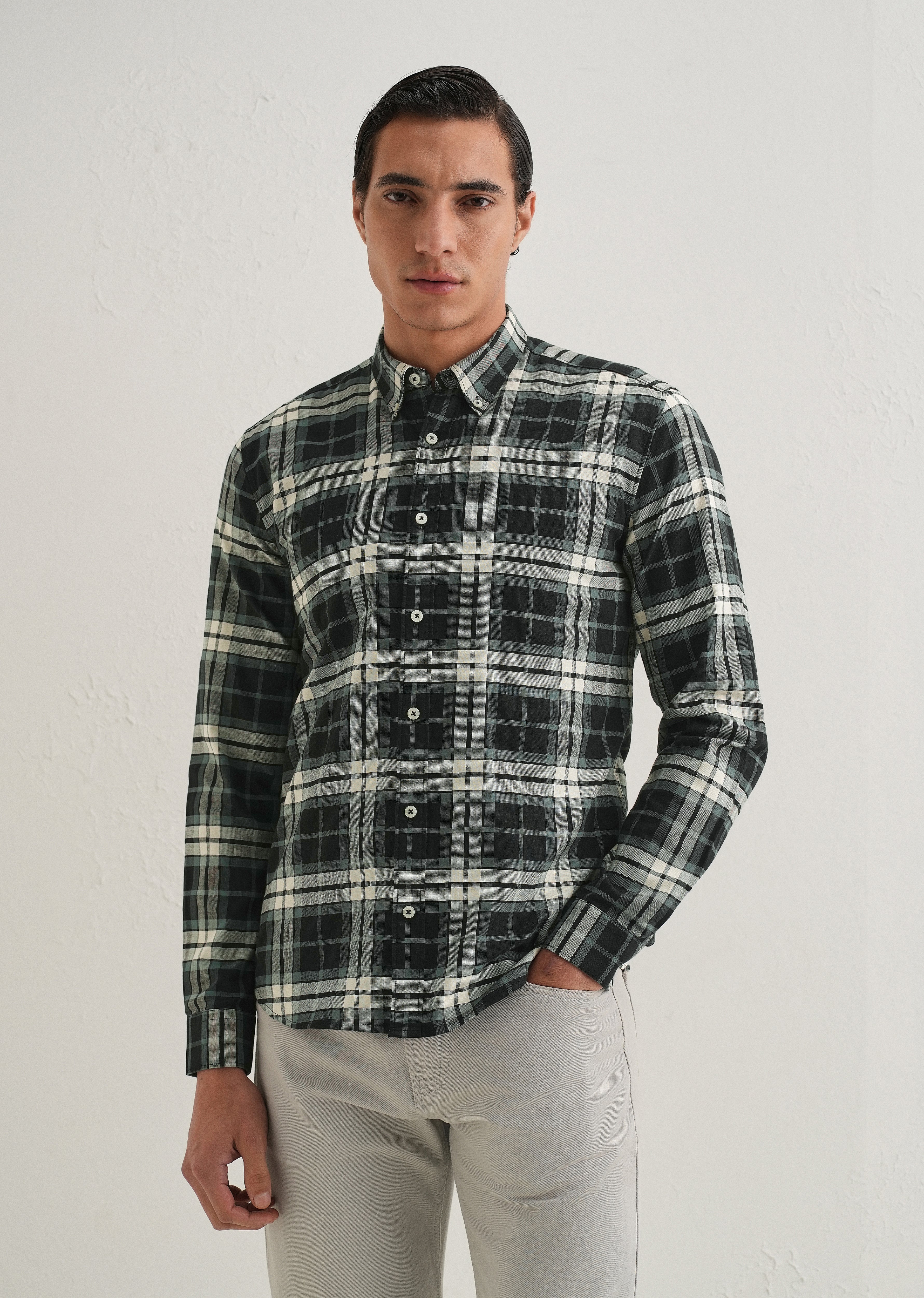 Green Plaid Check Shirt - Image 4
