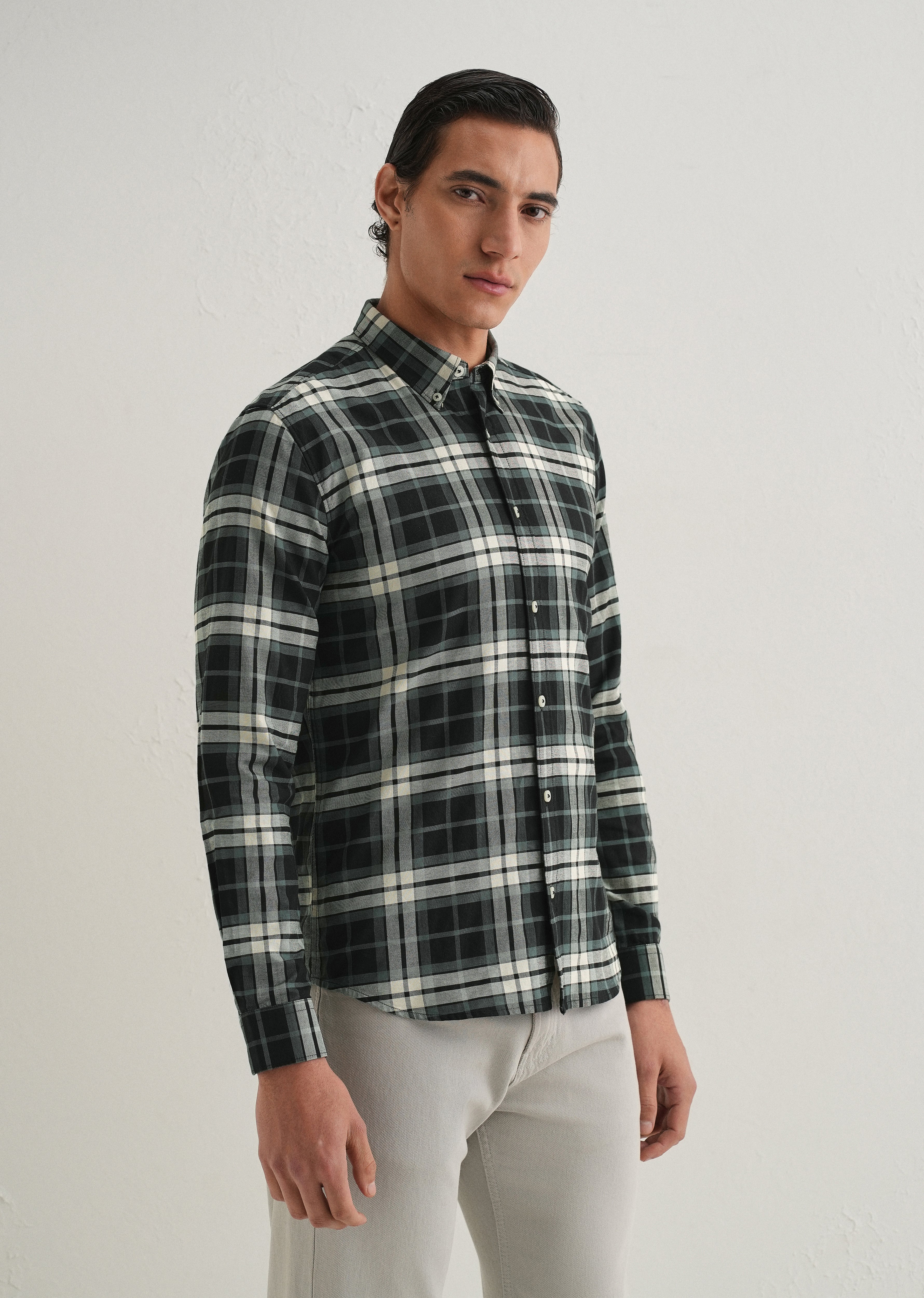 Green Plaid Check Shirt - Image 5