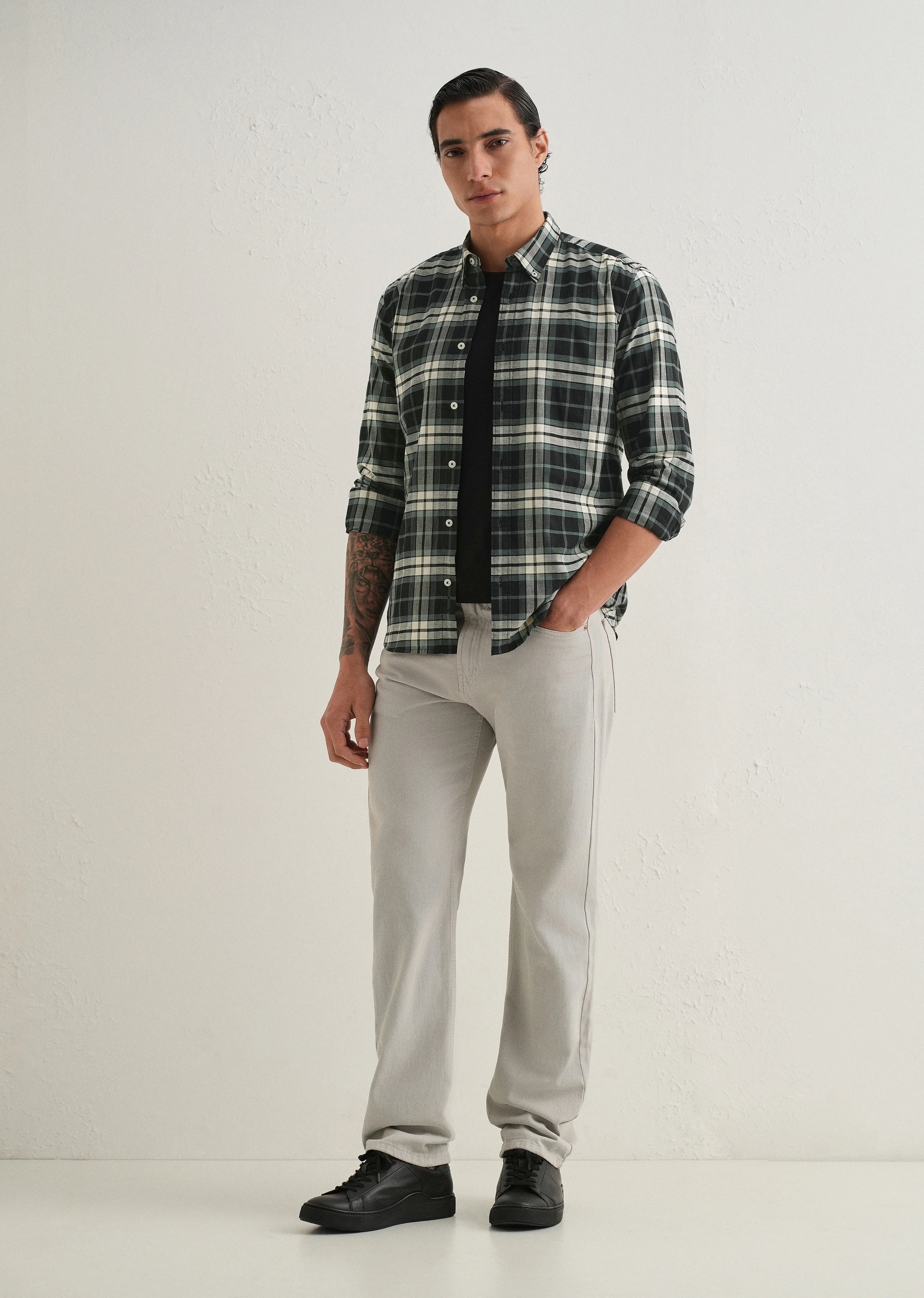 Green Plaid Check Shirt - Image 6